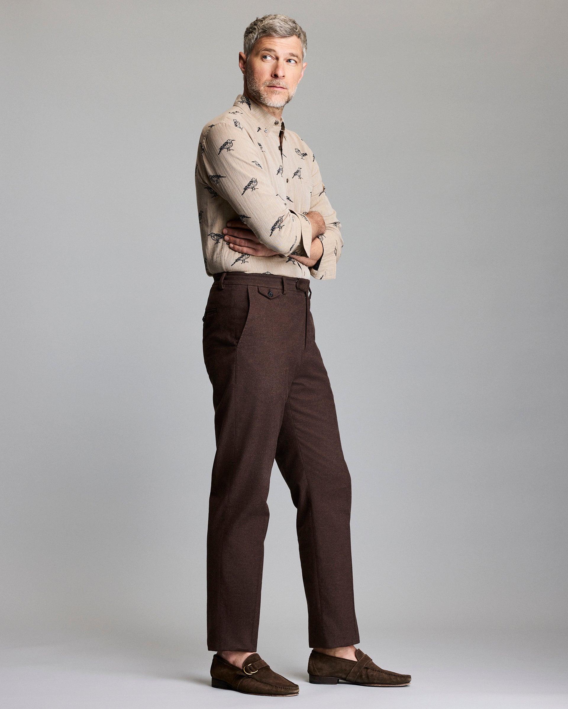 Billy Reid Flannel Flat Front Trouser, Chocolate Heather Billy Reid Flannel Flat Front Trouser, Chocolate Heather
