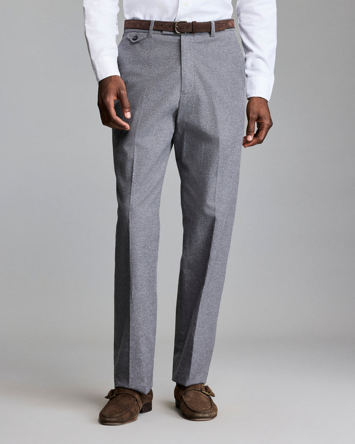 Billy Reid Flannel Flat Front Trouser, Grey Heather Billy Reid Flannel Flat Front Trouser, Grey Heather