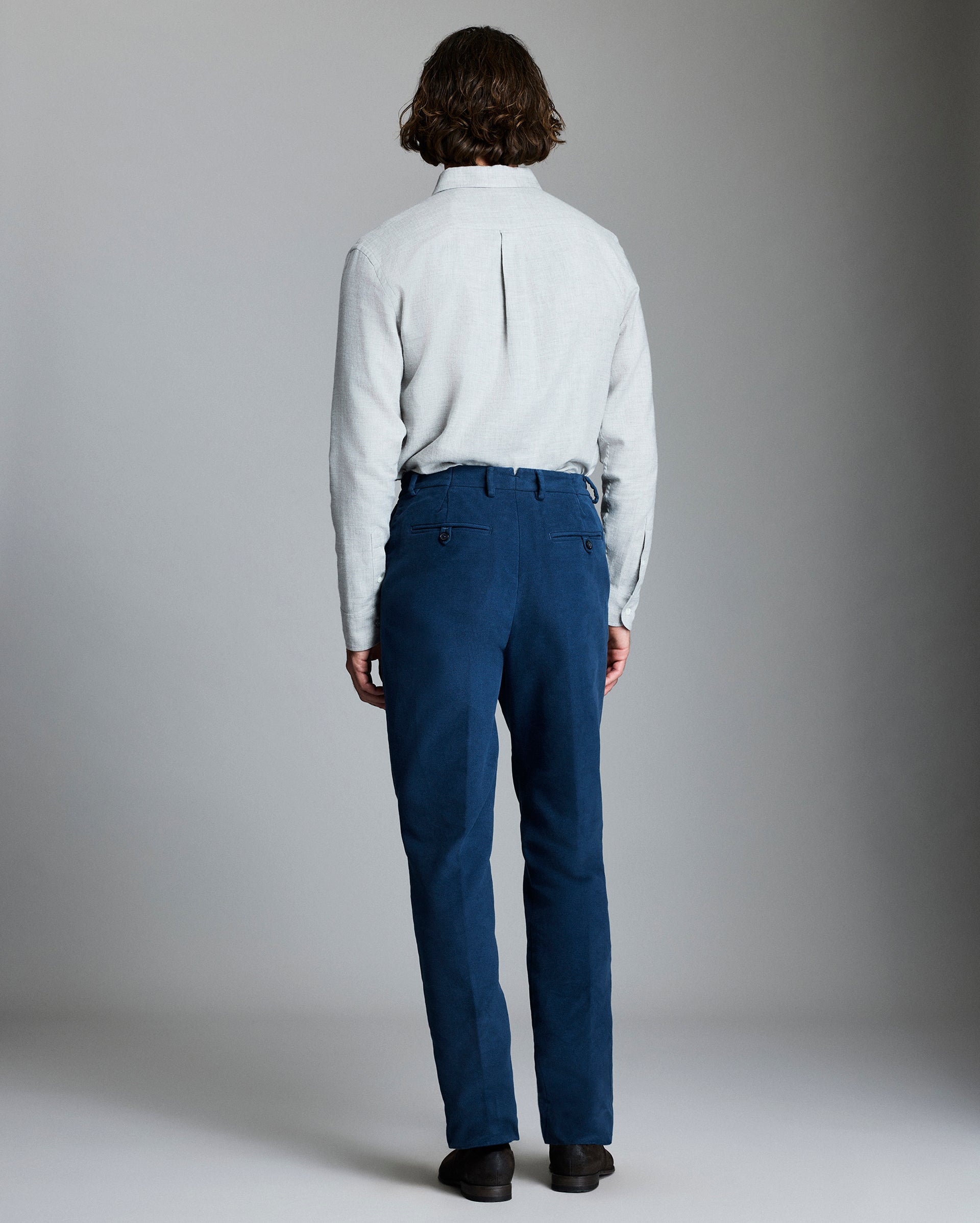 Moleskin Flat Front Slim Trouser - Denim Blue | Billy Reid
