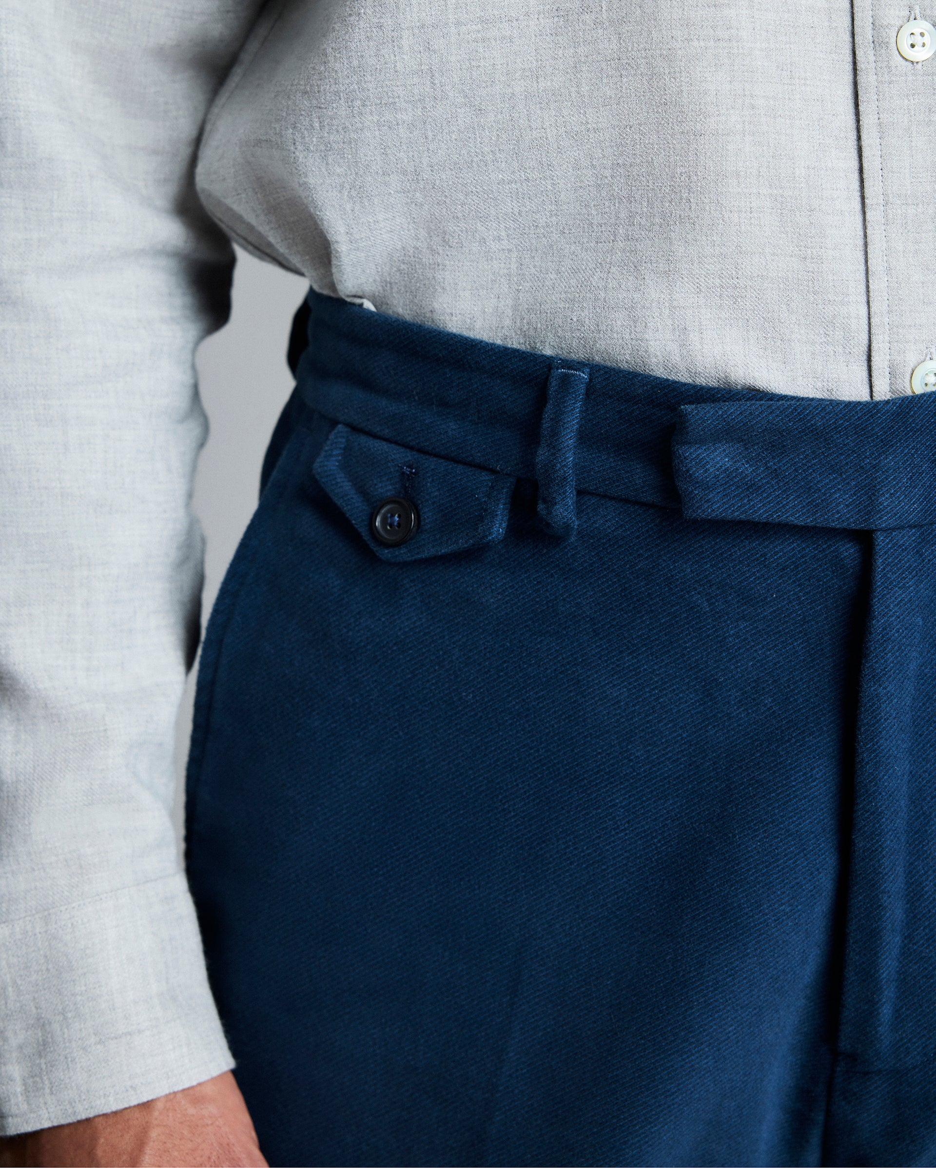 Moleskin Flat Front Slim Trouser - Denim Blue | Billy Reid