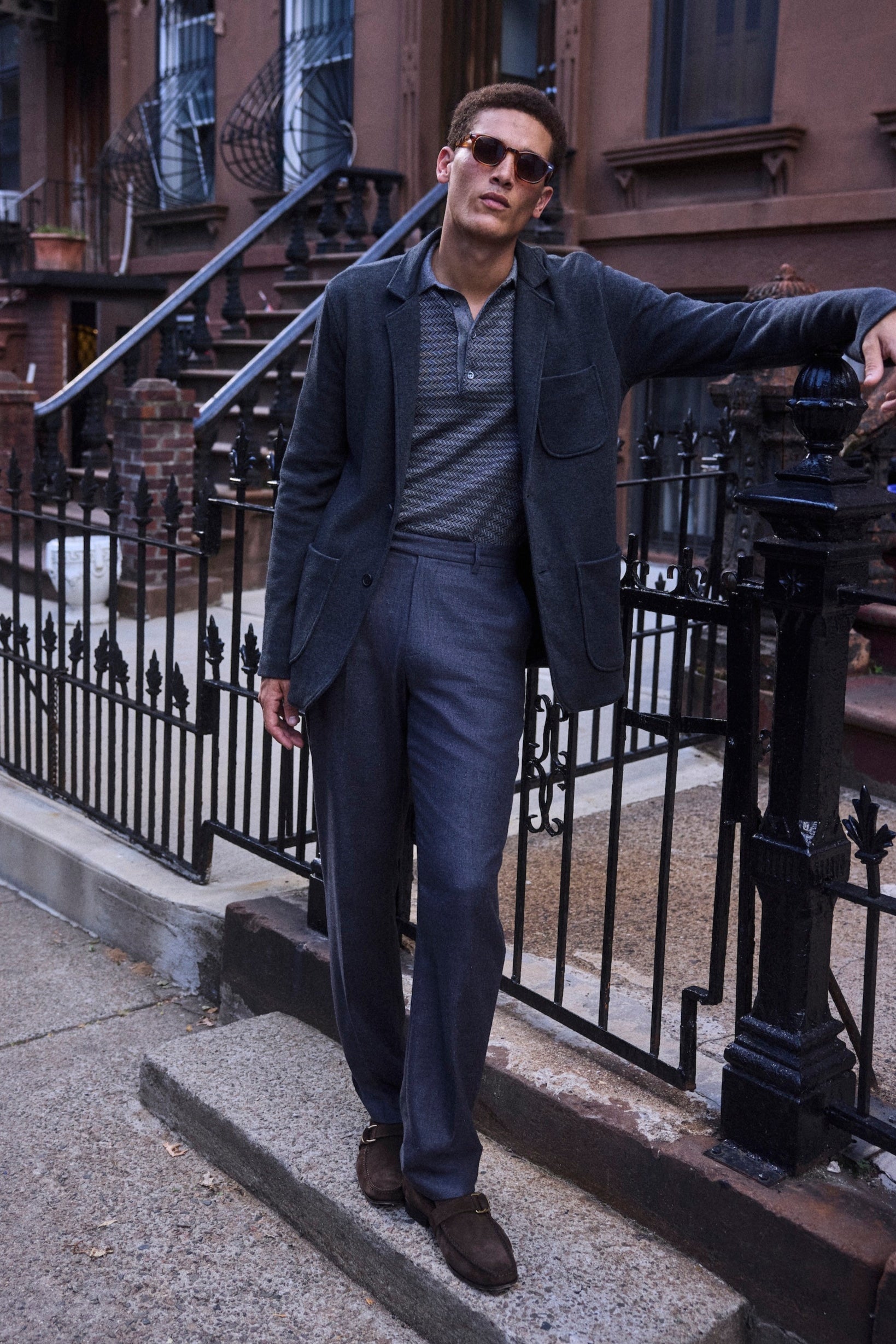 Heathered Cotton Knit Sport Coat, Patch Pockets | Billy Reid