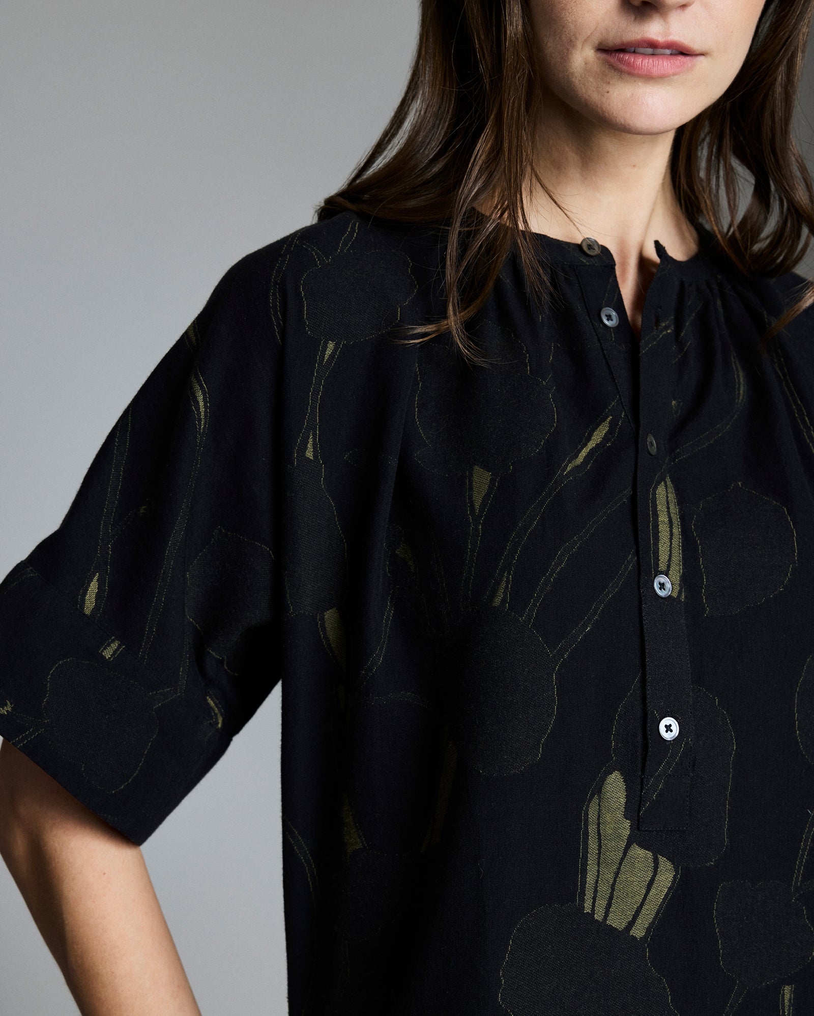 The Poppy Print is seen on the shirt.