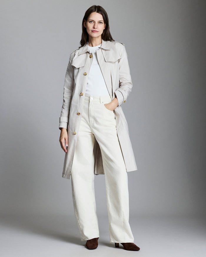 Model wears the Spring Trench
