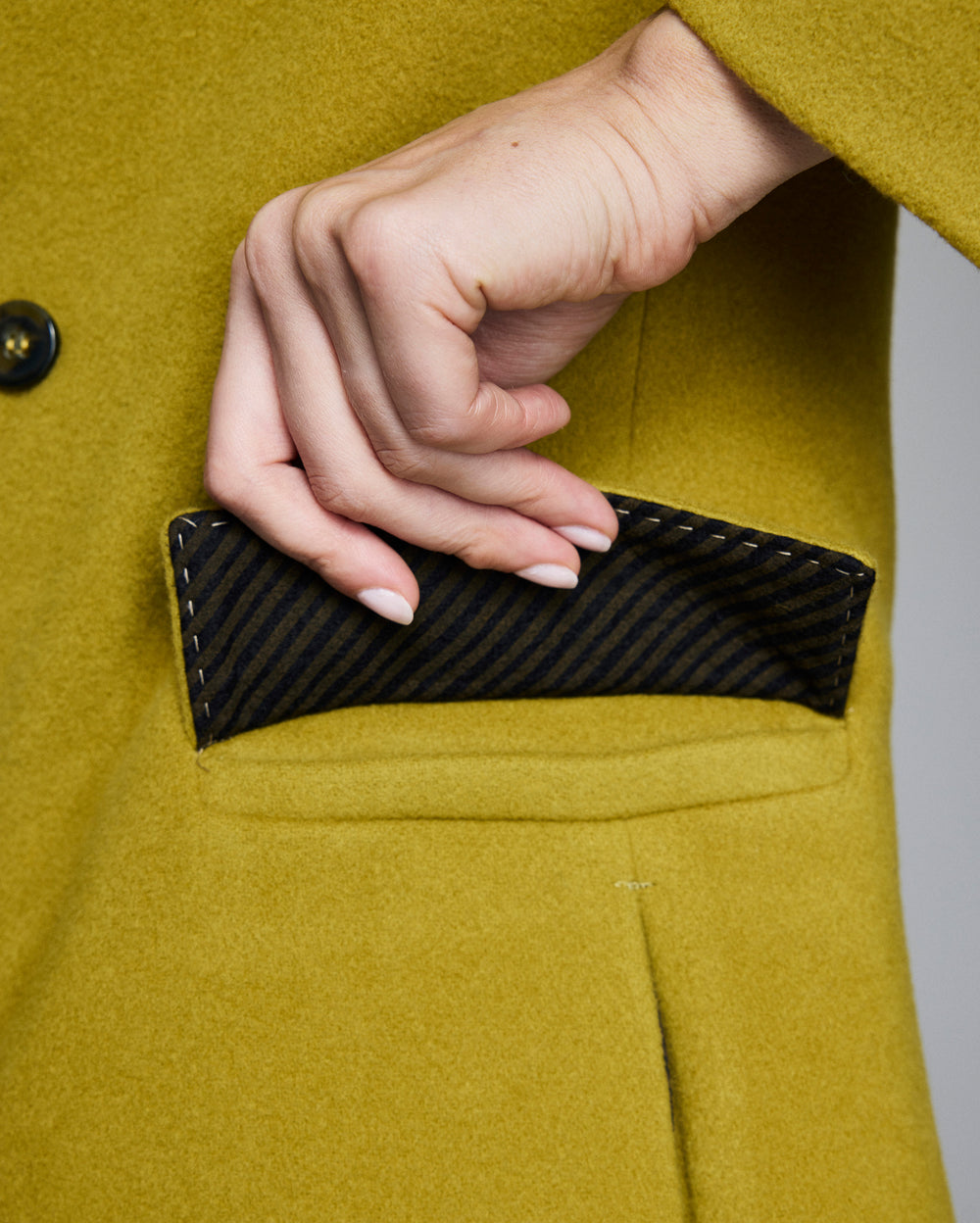 Wool Double Breasted Peak Lapel Coat