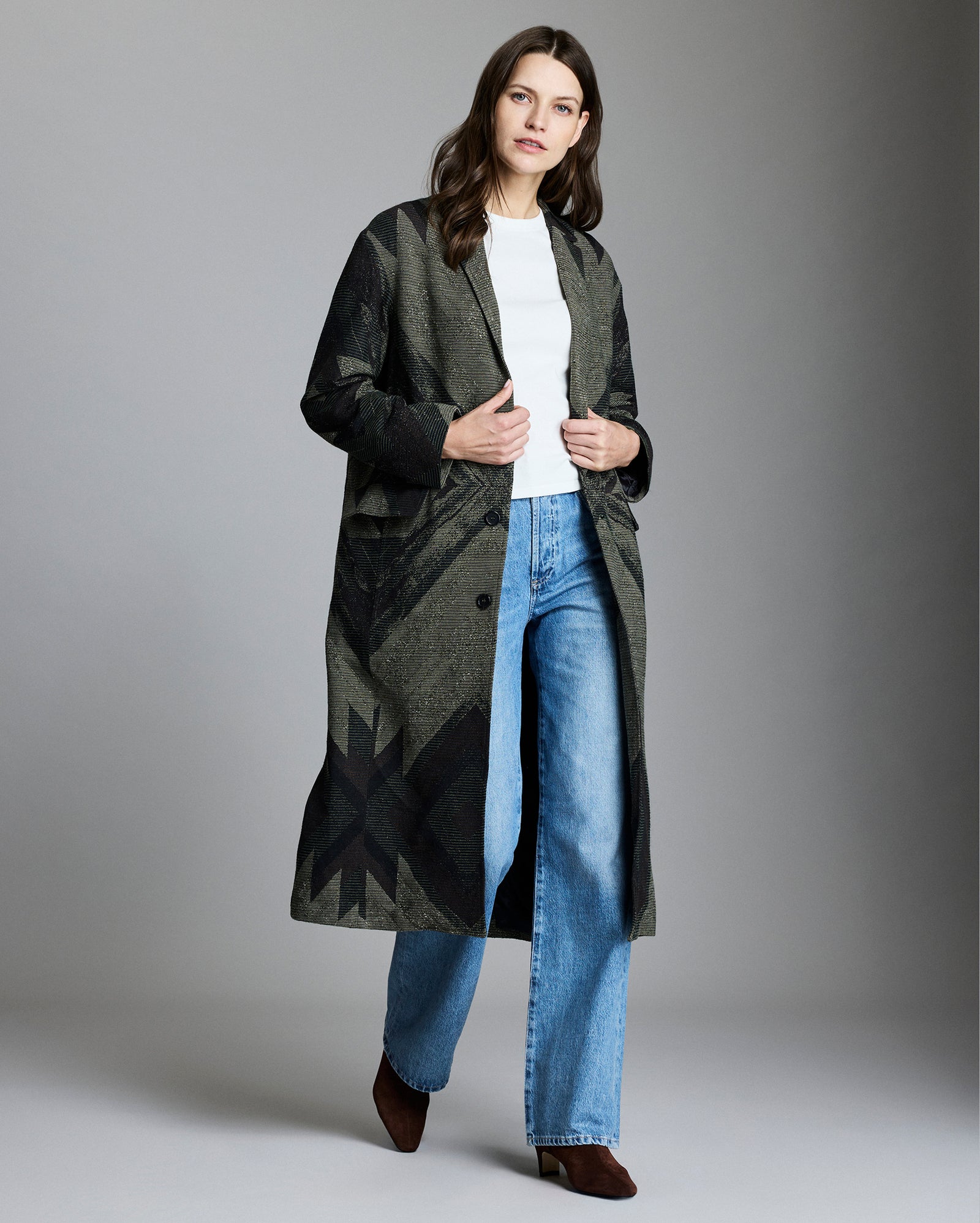Plank Jacquard Overcoat