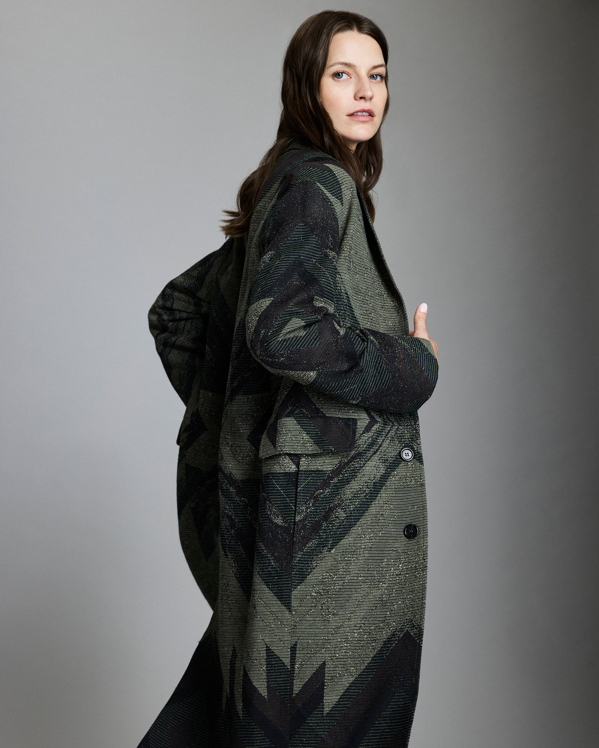 Plank Jacquard Overcoat - Relaxed Oversized Fit | Billy Reid
