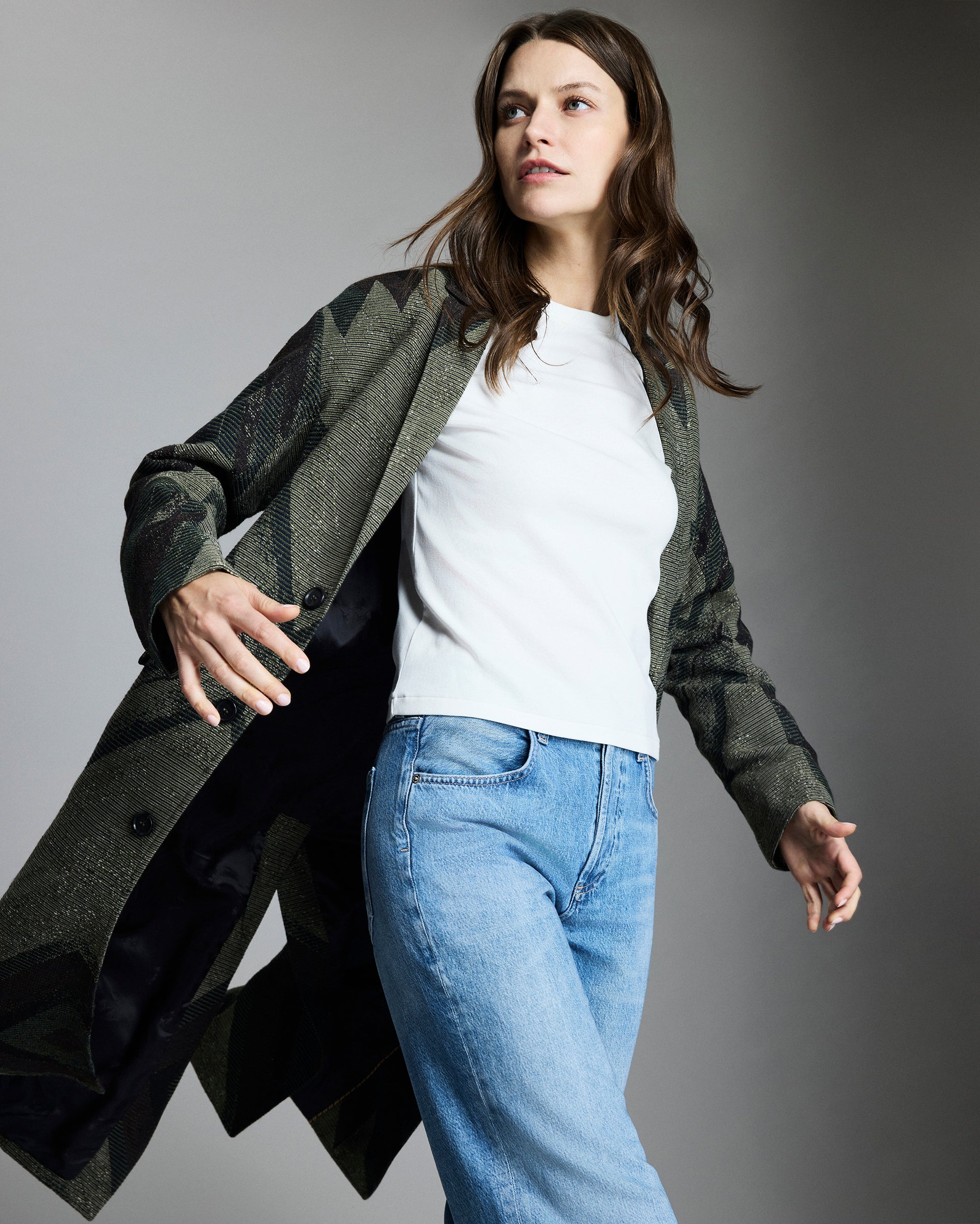 Plank Jacquard Overcoat - Relaxed Oversized Fit | Billy Reid