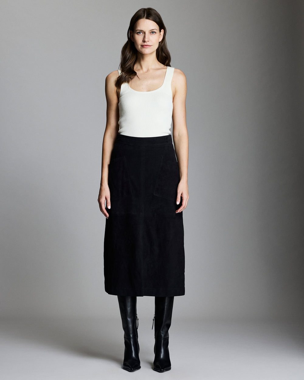 Model wears the A-Line Skirt