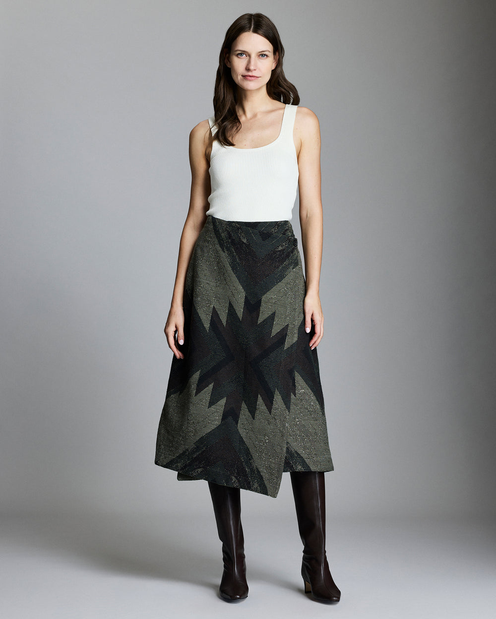 Plank Jacquard Wrap Skirt