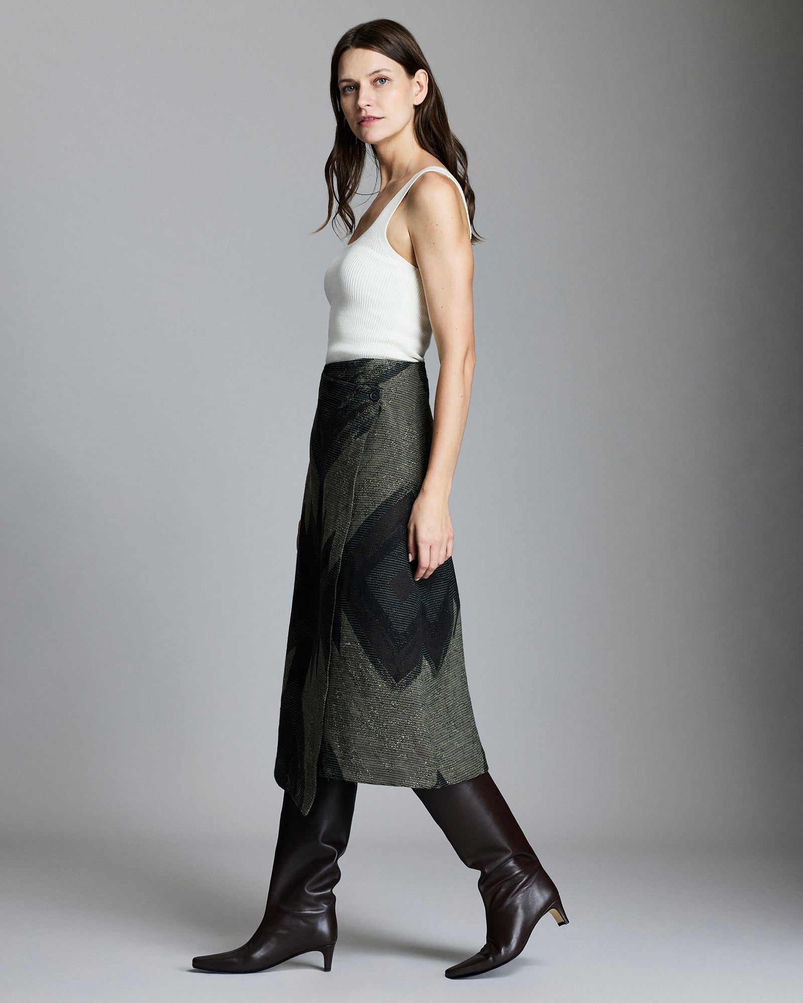 Plank Jacquard Wrap Skirt