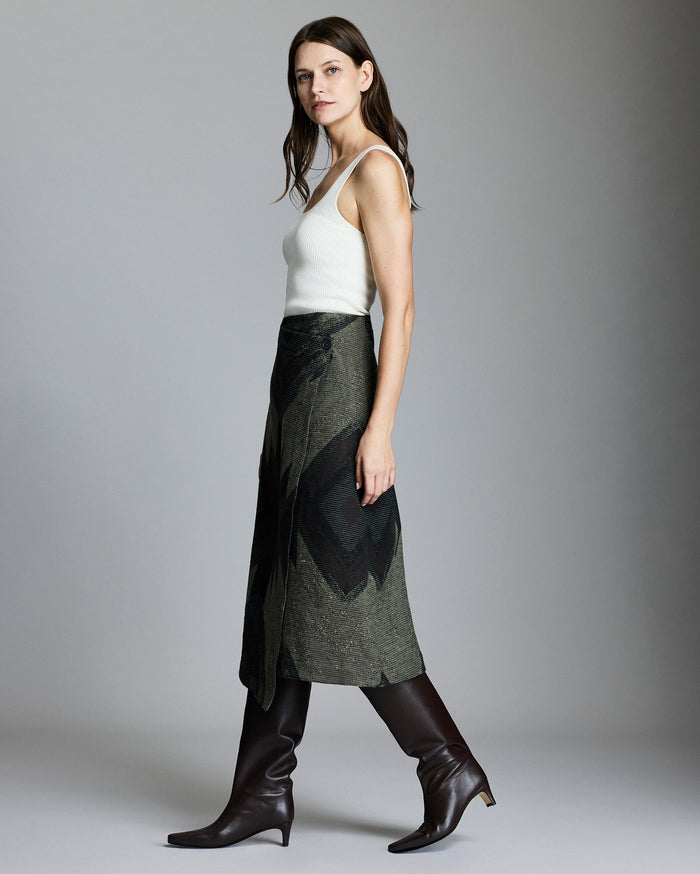 Plank Jacquard Wrap Skirt