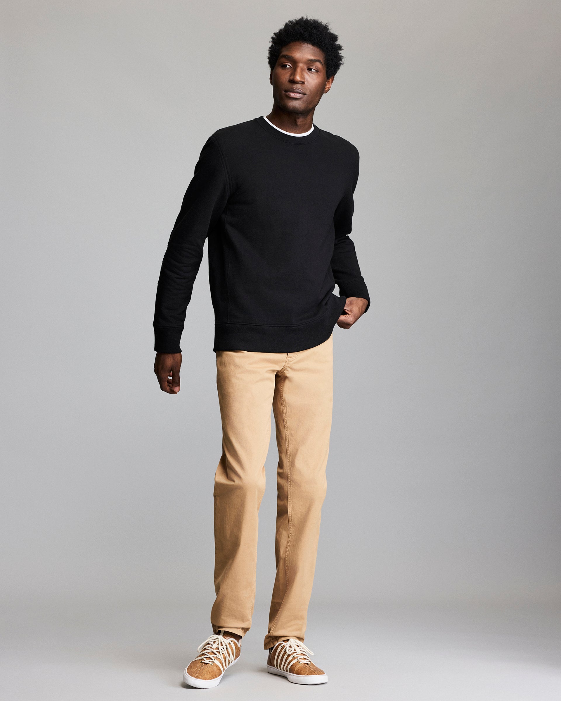 Dover Sweatshirt with Leather Elbow Patches | Billy Reid