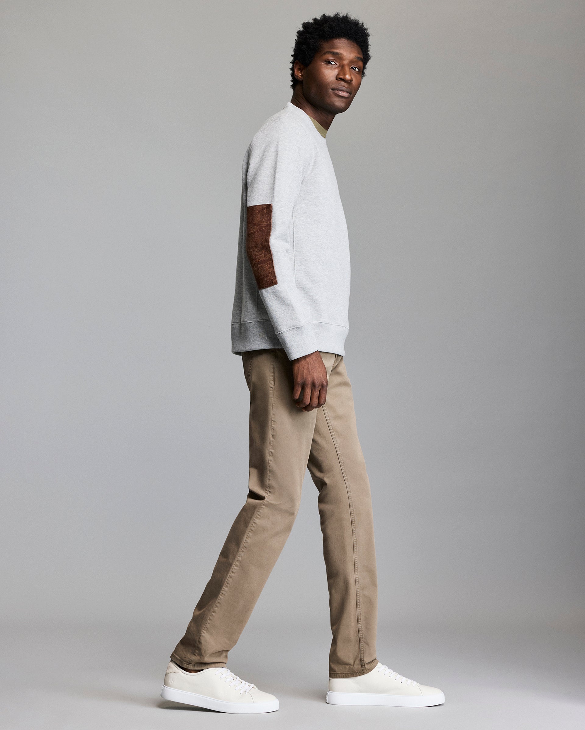 Dover Sweatshirt with Leather Elbow Patches | Billy Reid