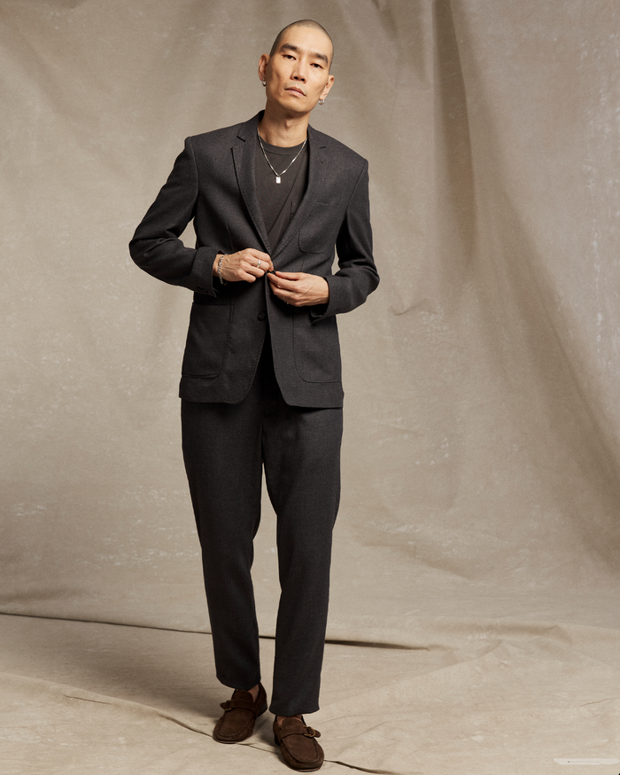 Flat Front Trouser Slim Fit Charcoal Wool-Silk | Billy Reid Flat Front Trouser Slim Fit Charcoal Wool-Silk | Billy Reid