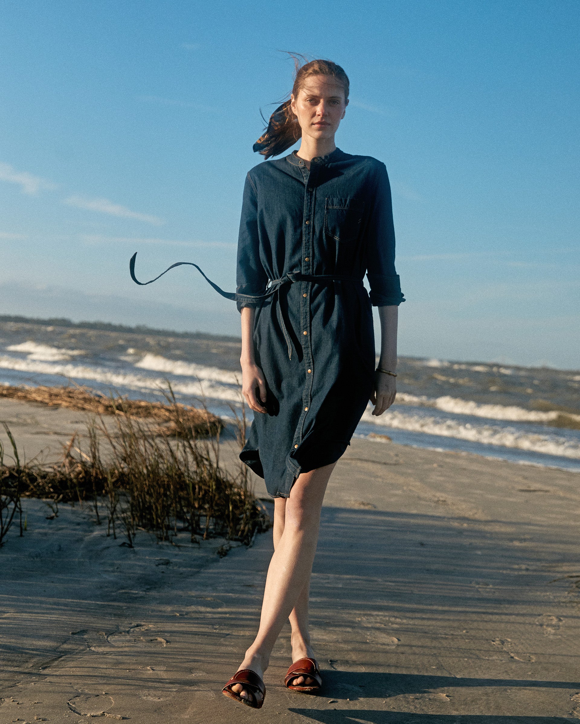 Billy Reid Shoals Denim Shirttail Dress, Denim Billy Reid Shoals Denim Shirttail Dress, Denim