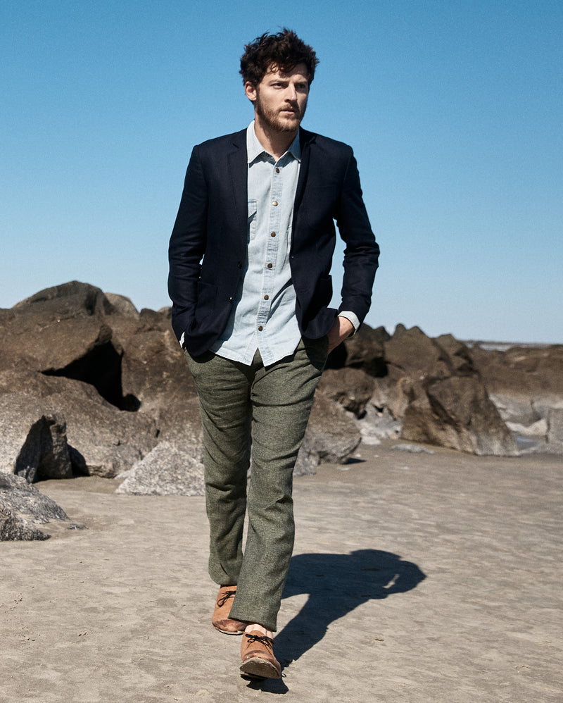 Silk Slub Donegal Flat Front Trouser
