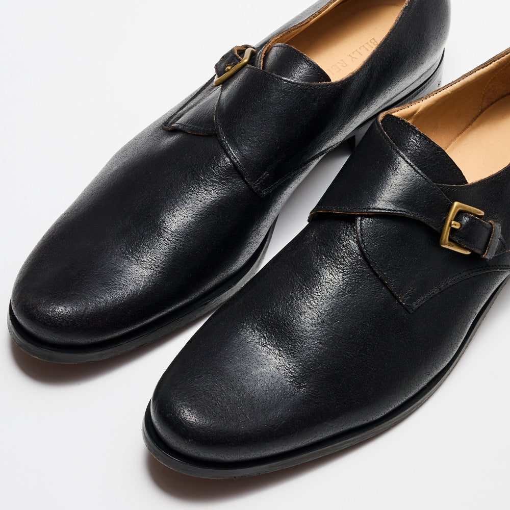 Black Leather Single Monk Strap Dress Shoe | Billy Reid