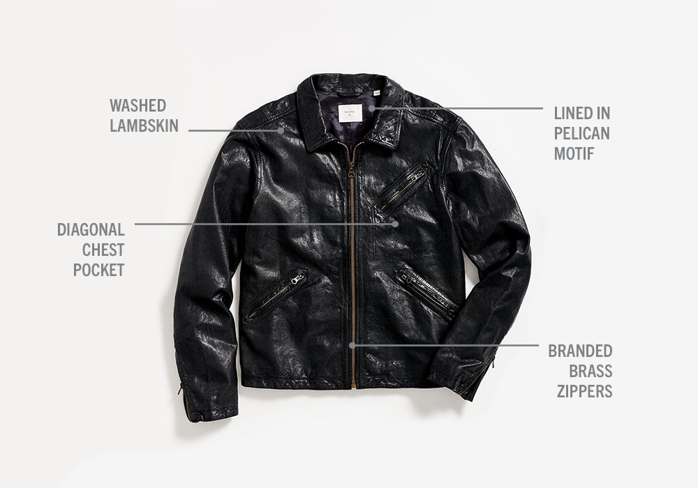 Blake Jacket in BlackWashed Lambskin Signature Details and