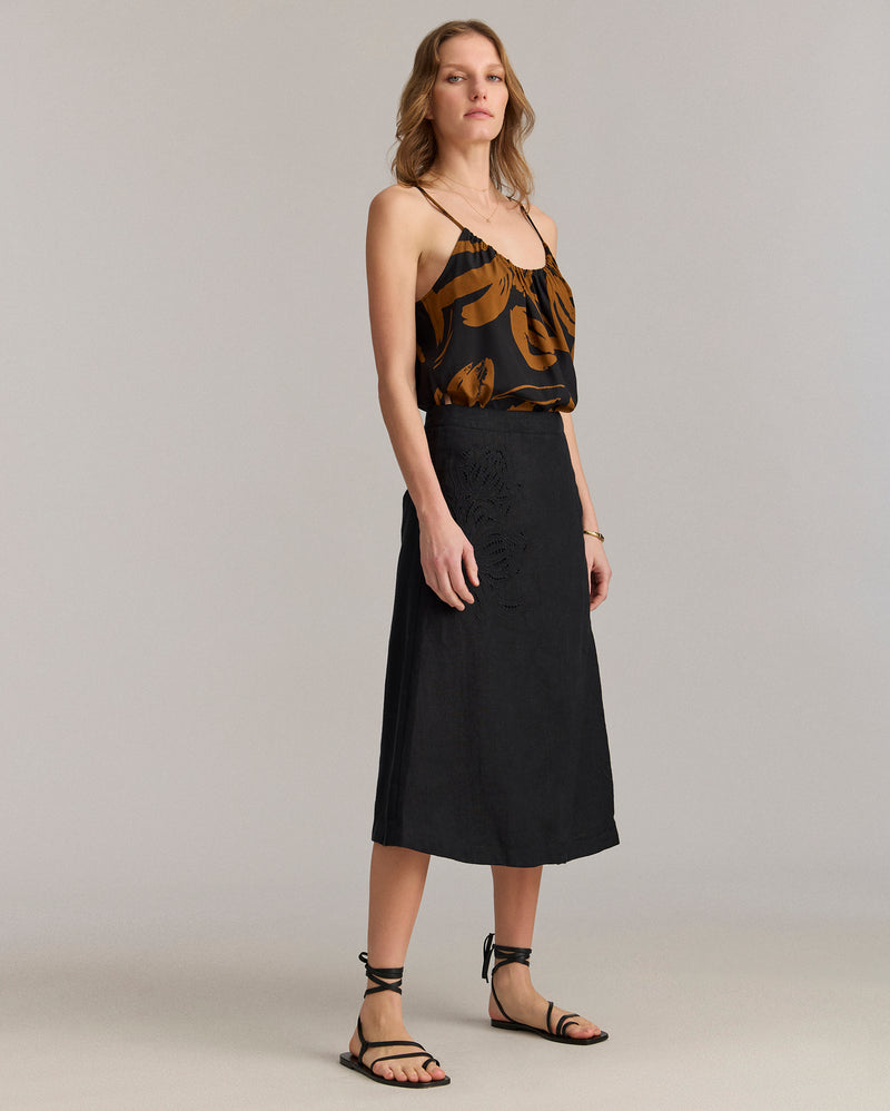 Linen Protea Eyelet Skirt
