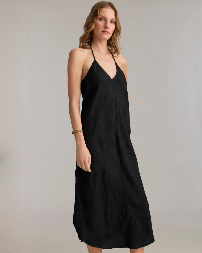 Billy Reid Linen Shirttail Slip Dress, Black Billy Reid Linen Shirttail Slip Dress, Black