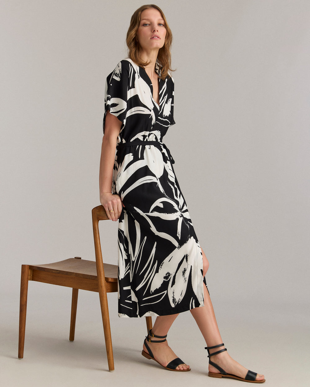 Silk Brush Stroke Wrap Dress