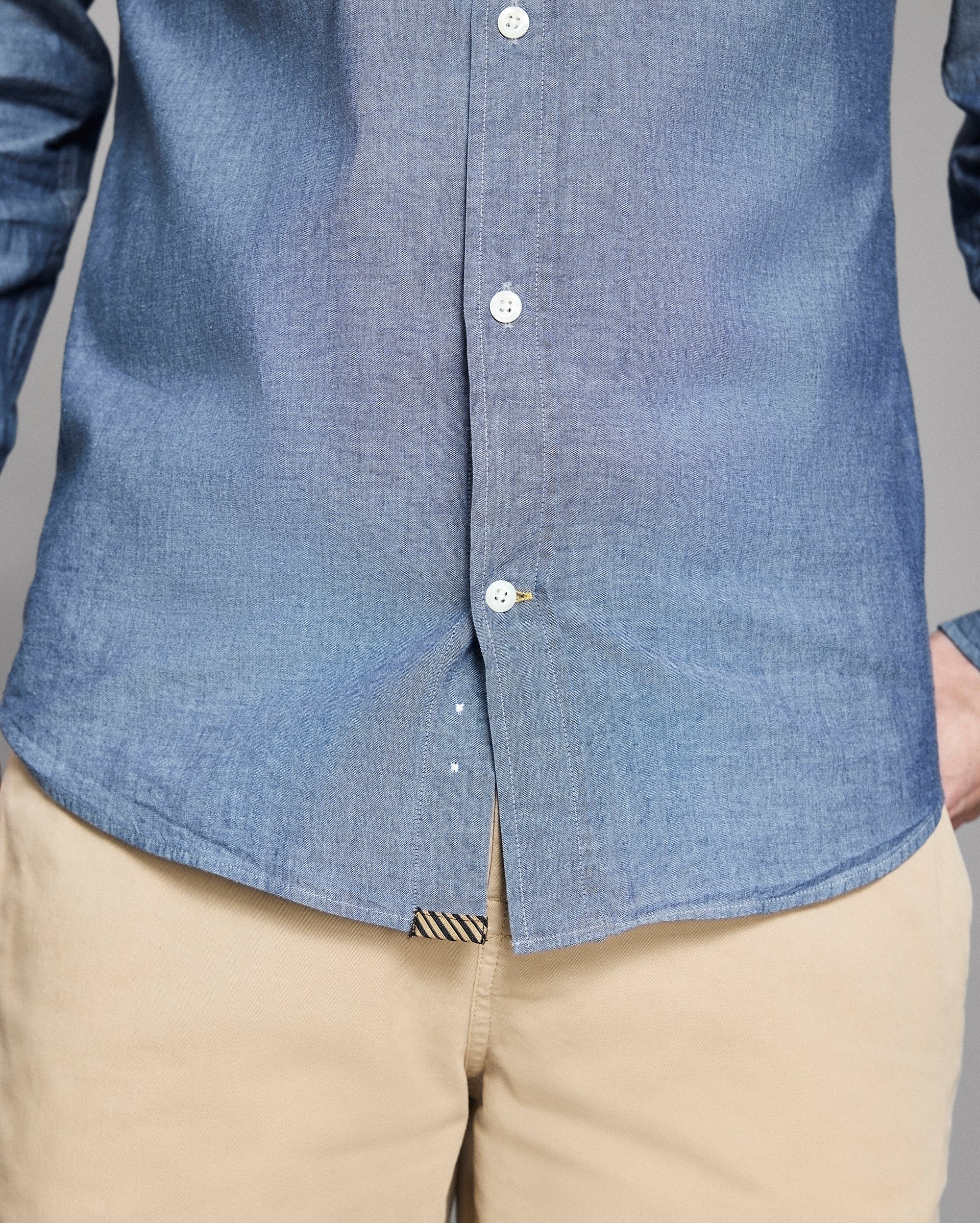Chambray Holt Dress Shirt, Spread Collar | Billy Reid
