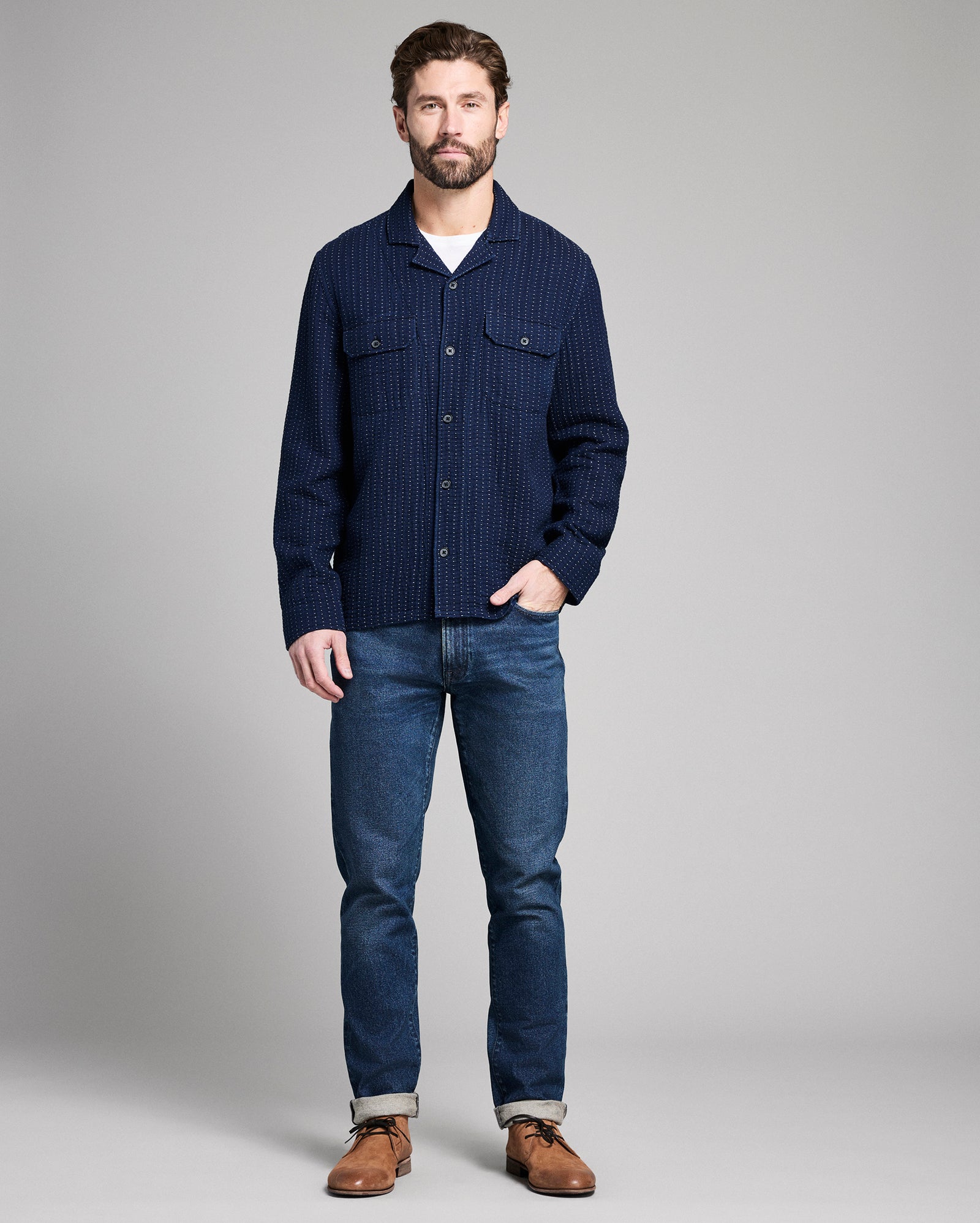 Pin Dot Dobby Two Pocket Overshirt