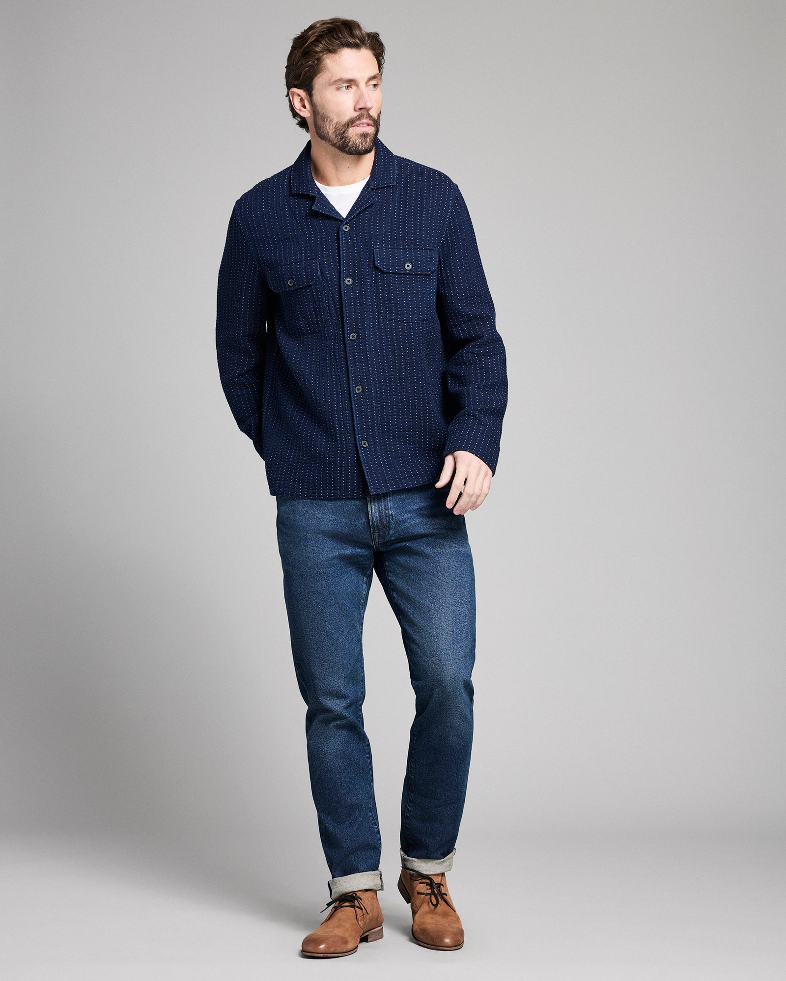Pin Dot Dobby Two Pocket Overshirt