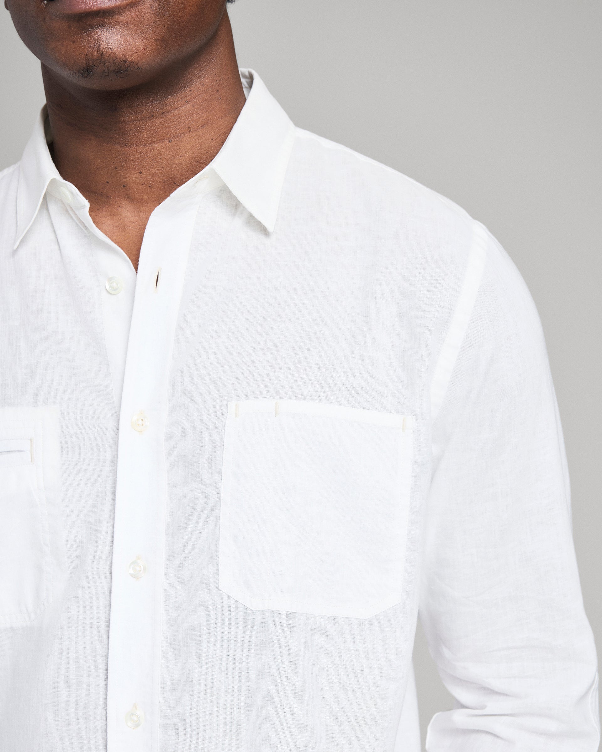 Contrast Stitch Field Shirt, Mother-of-Pearl | Billy Reid