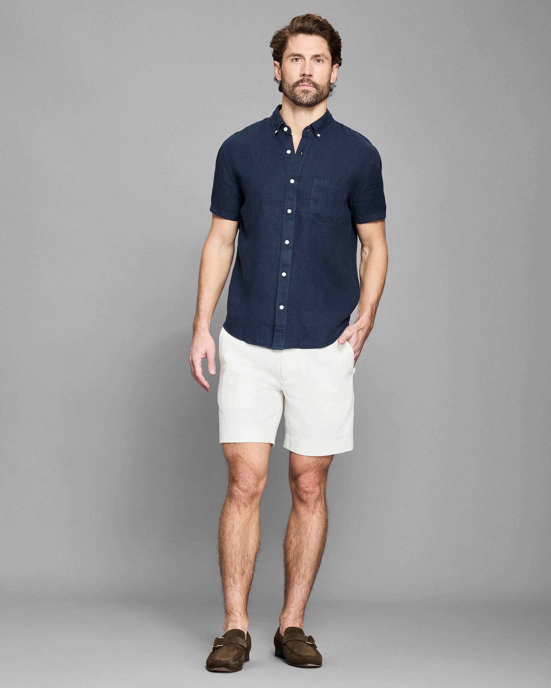 Short Sleeve Linen Tuscumbia Button-Down Shirt | Billy Reid
