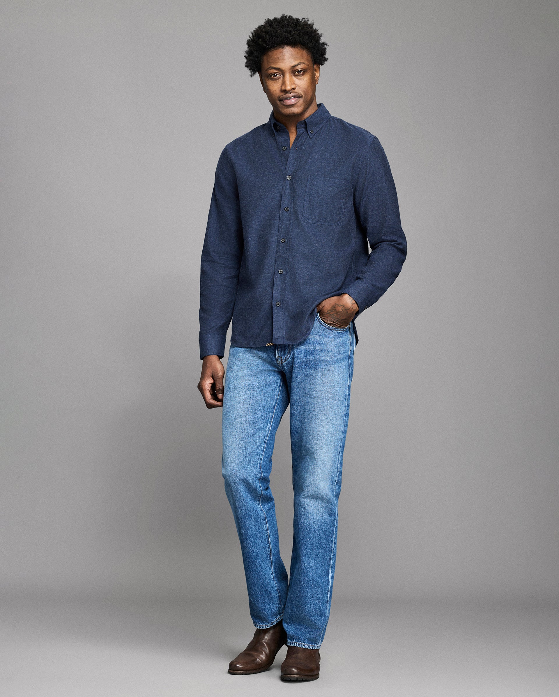 Pachman(パハマン) TWIN BUTTON BLOUSE黒（36） Tuscumbia Classic Standard Fit Cotton Shirt | Billy Reid