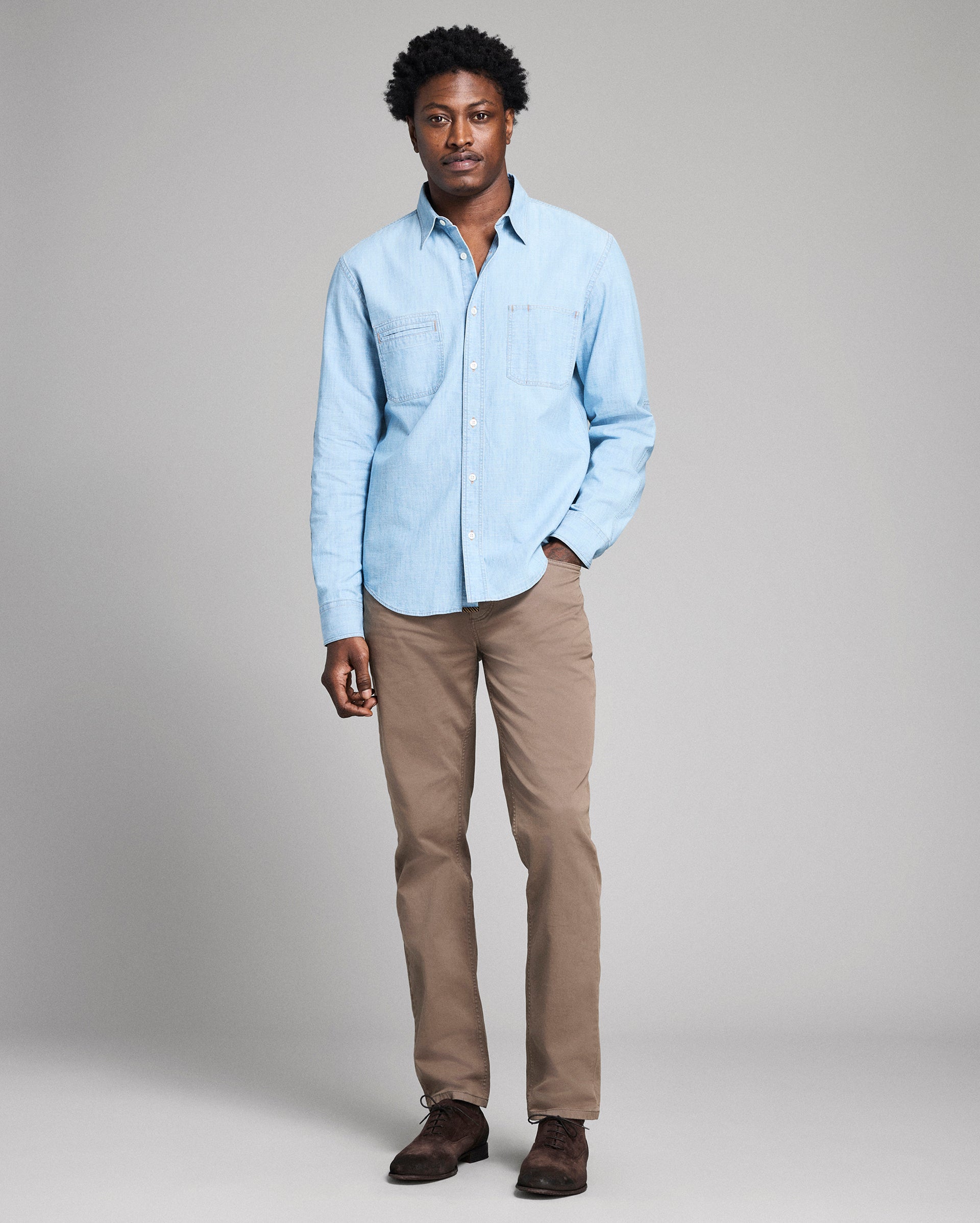 Chambray Field Shirt with Chest Pockets | Billy Reid