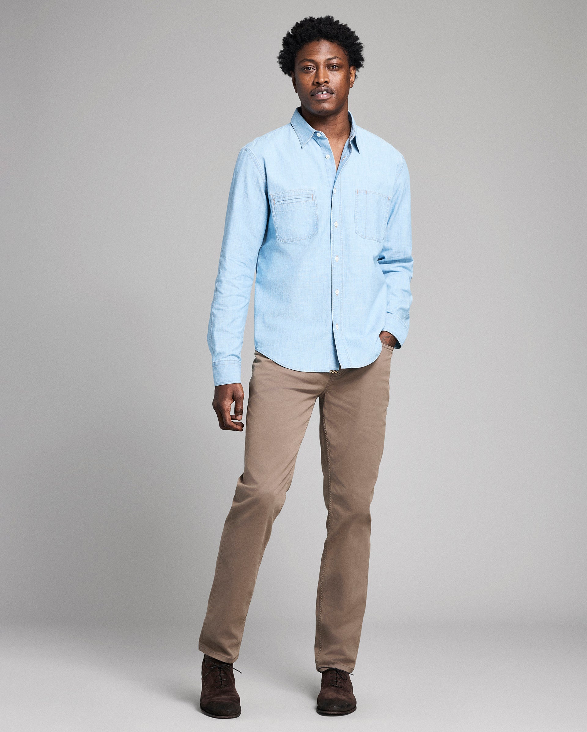 Chambray Field Shirt with Chest Pockets | Billy Reid