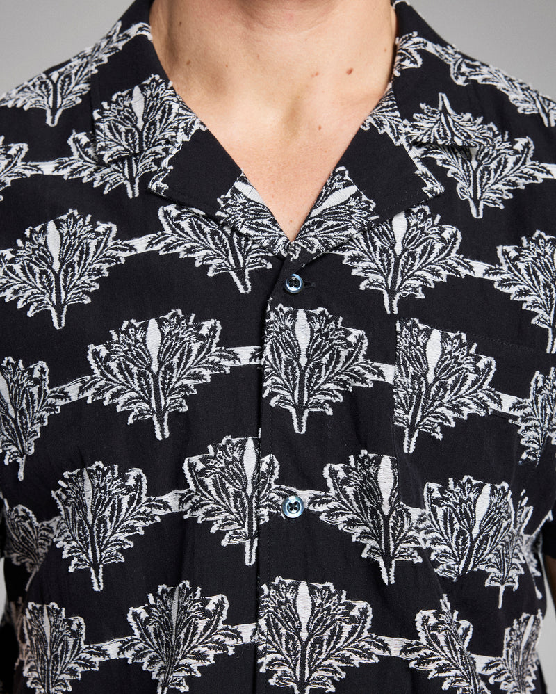 Short Sleeve Botanical Jacquard Camp Shirt