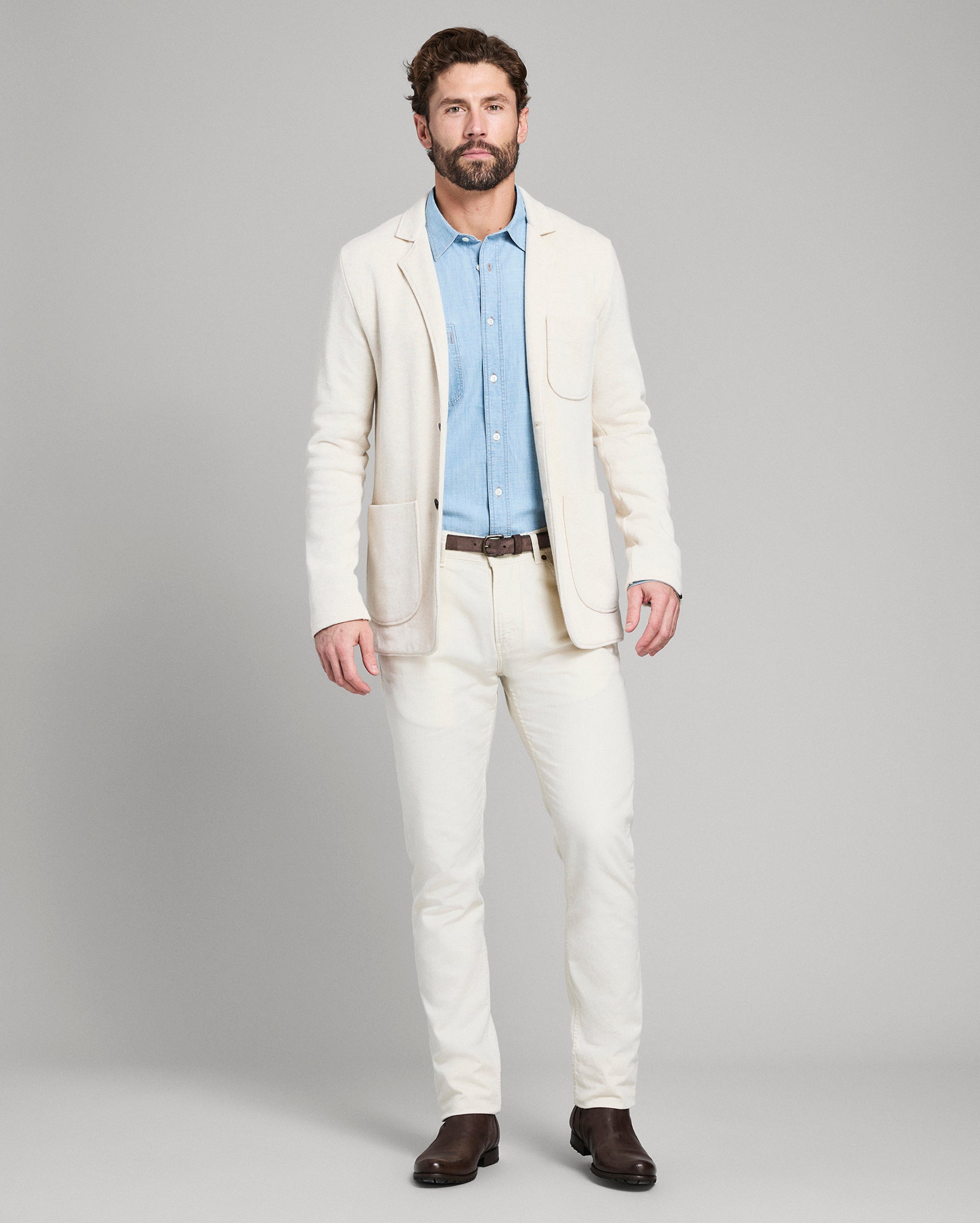 Heathered Cotton Knit Sport Coat - Horn Buttons | Billy Reid