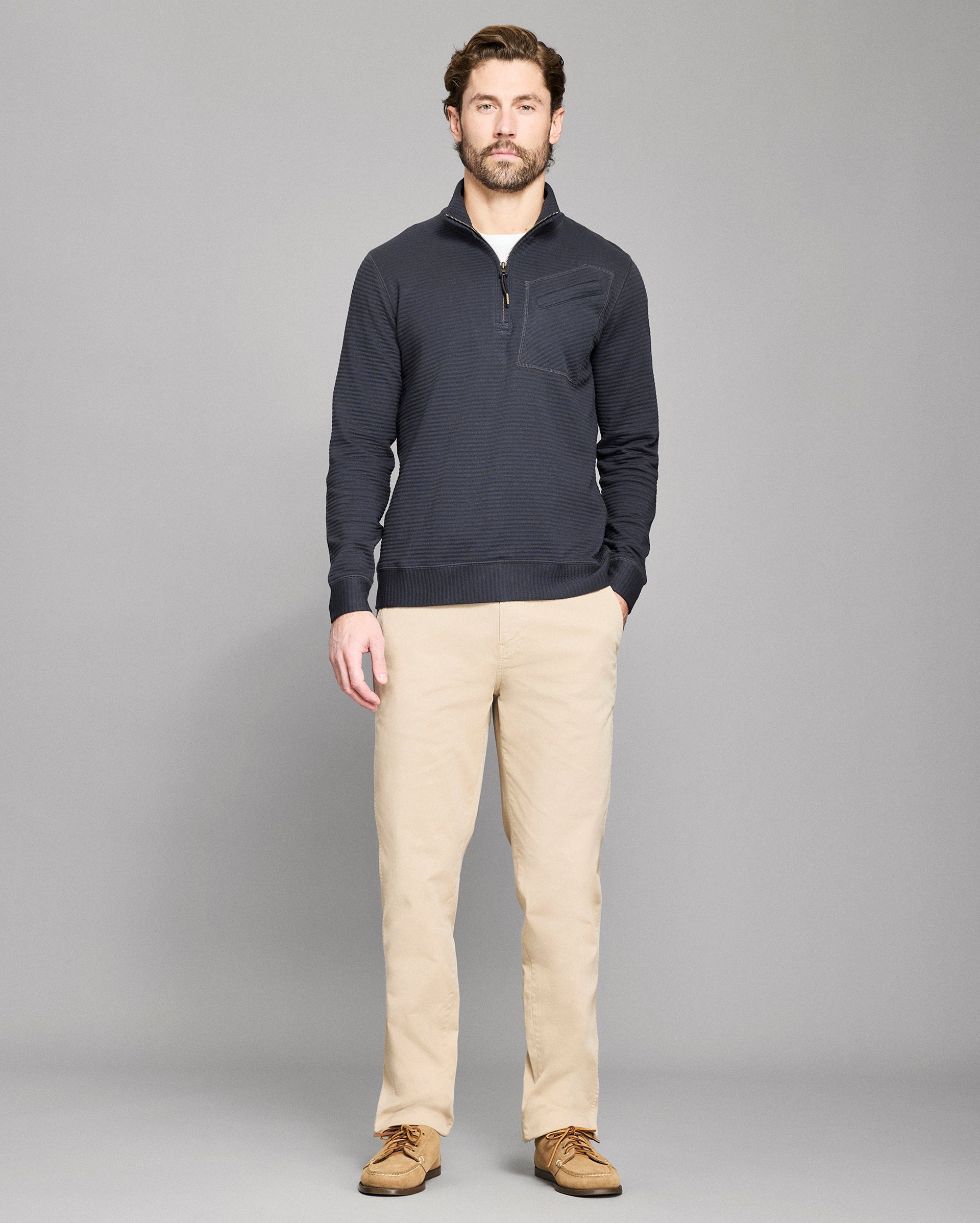 Quilted Half Zip Pullover with Chest Pocket | Billy Reid