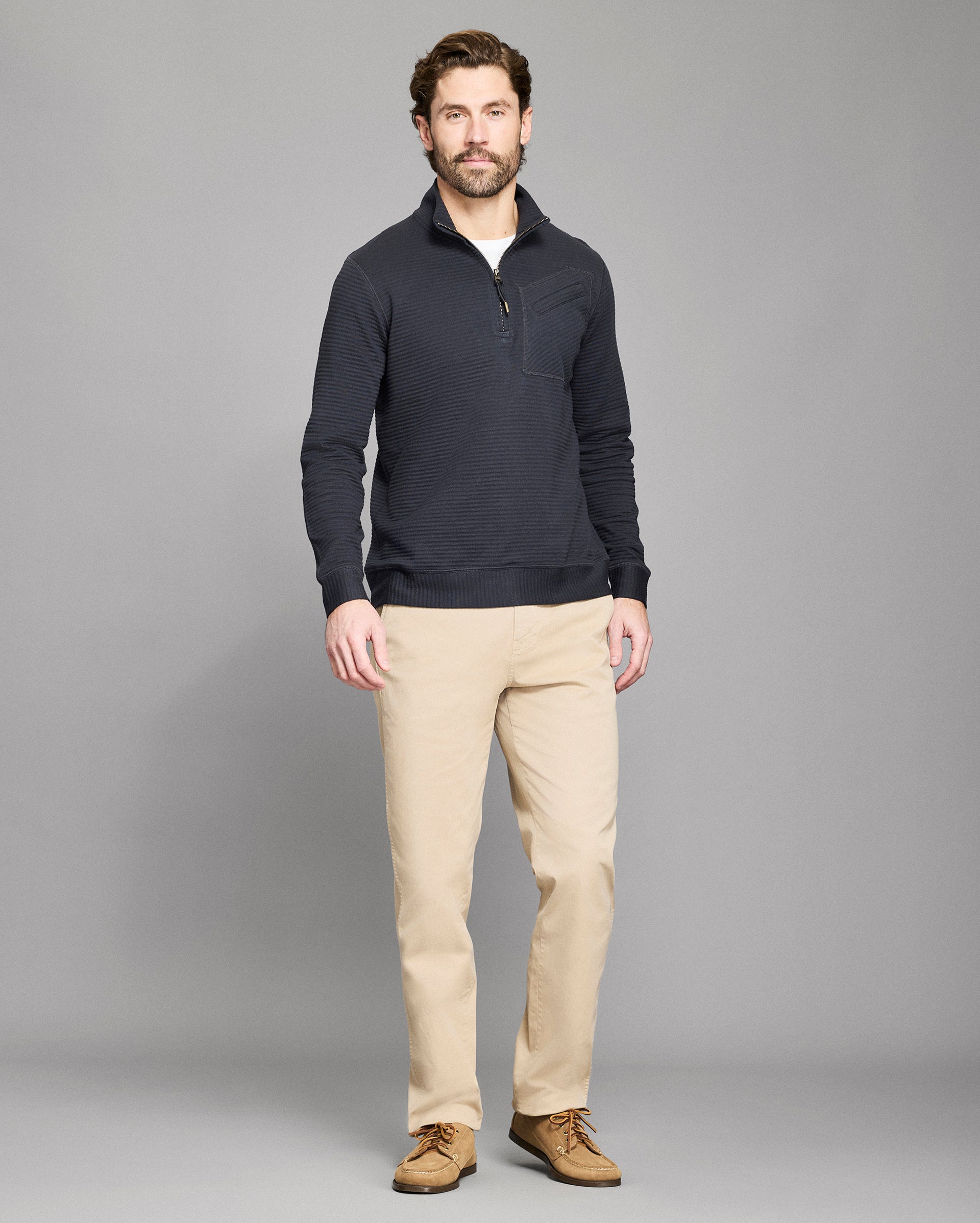 Quilted Half Zip Pullover with Chest Pocket | Billy Reid