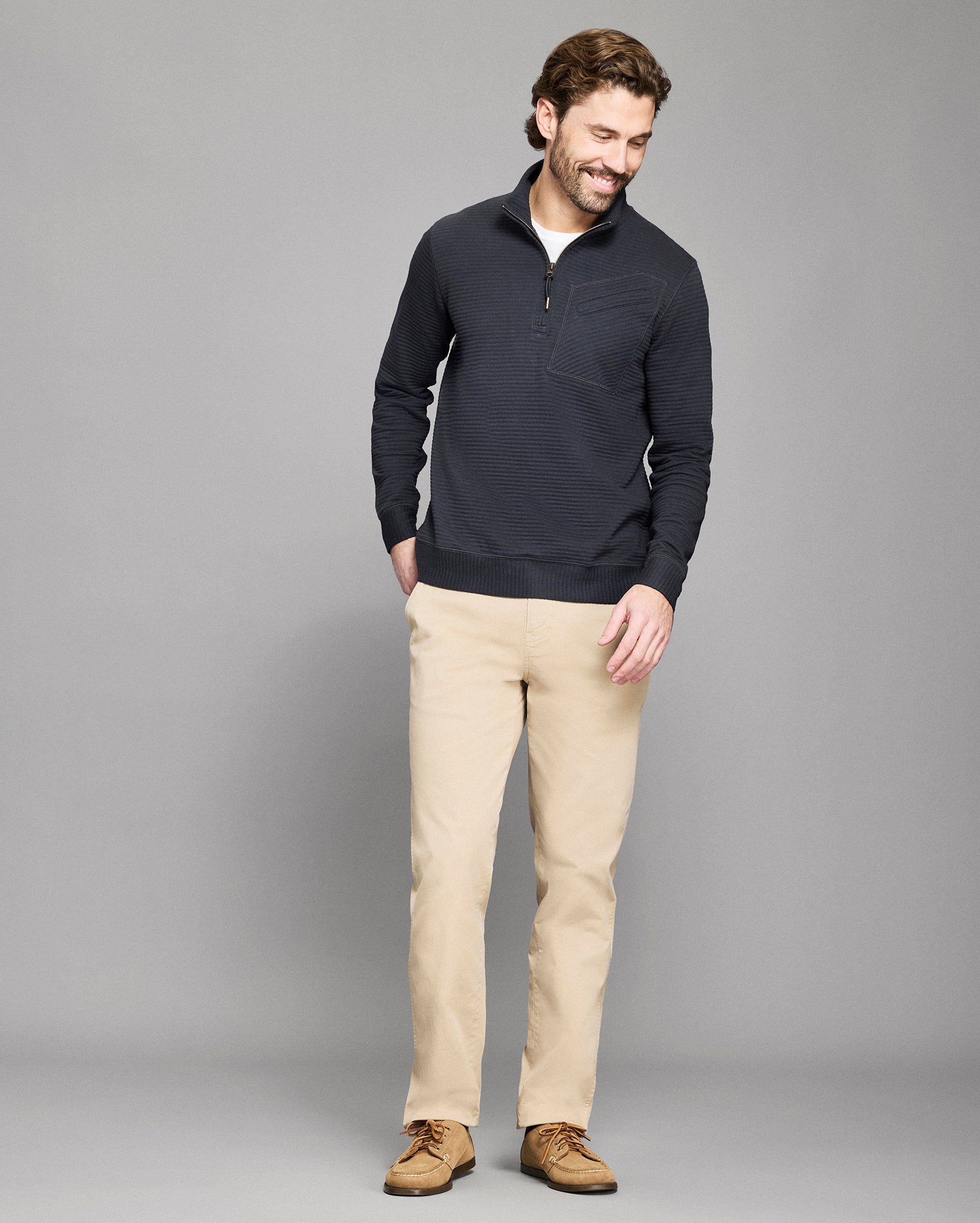 Quilted Half Zip Pullover with Chest Pocket | Billy Reid