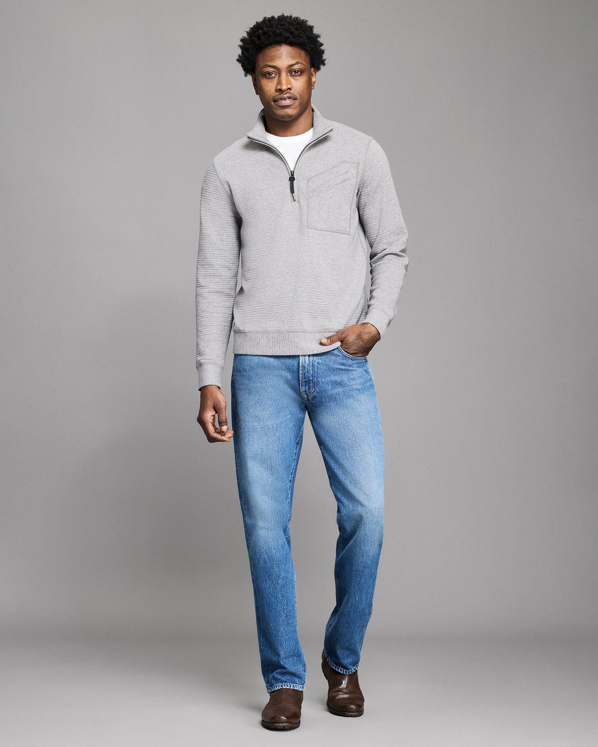 Lightweight Quilted Half Zip Pullover | Billy Reid