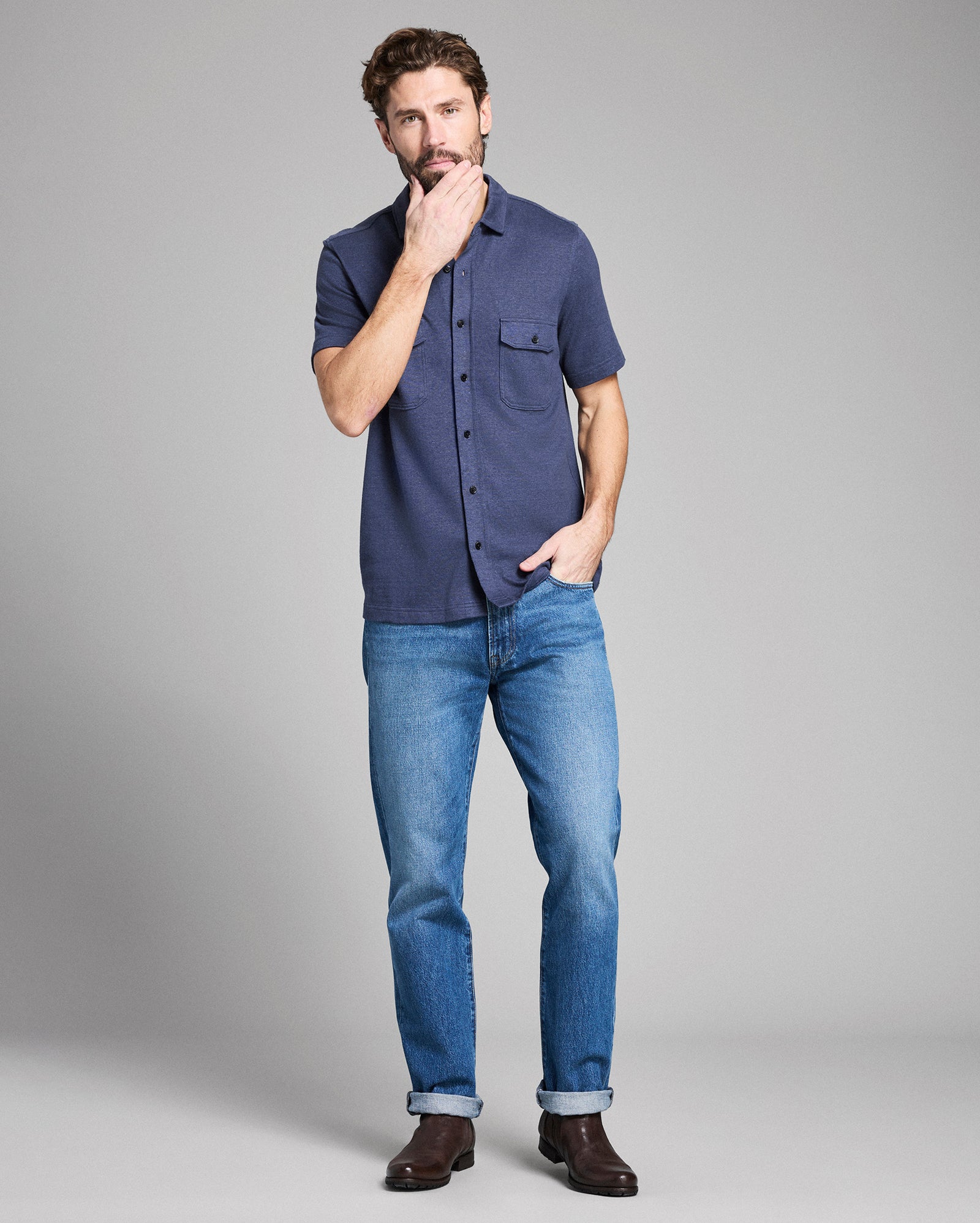 Short Sleeve Hemp Cotton Knit Shirt