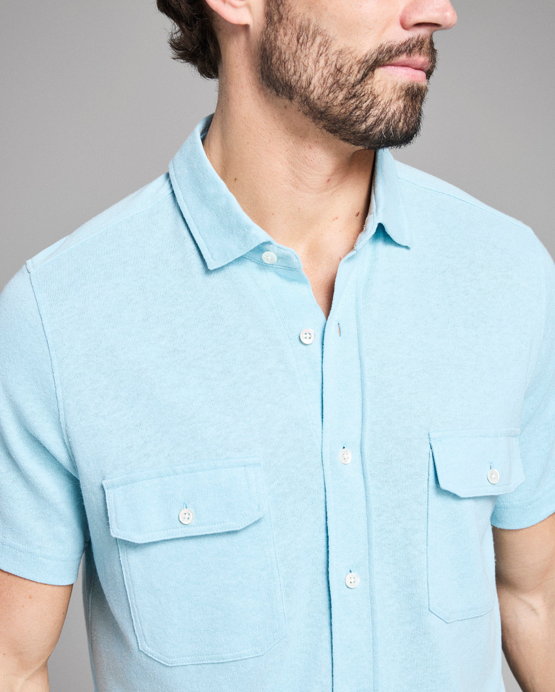 Short Sleeve Hemp Cotton Knit Shirt