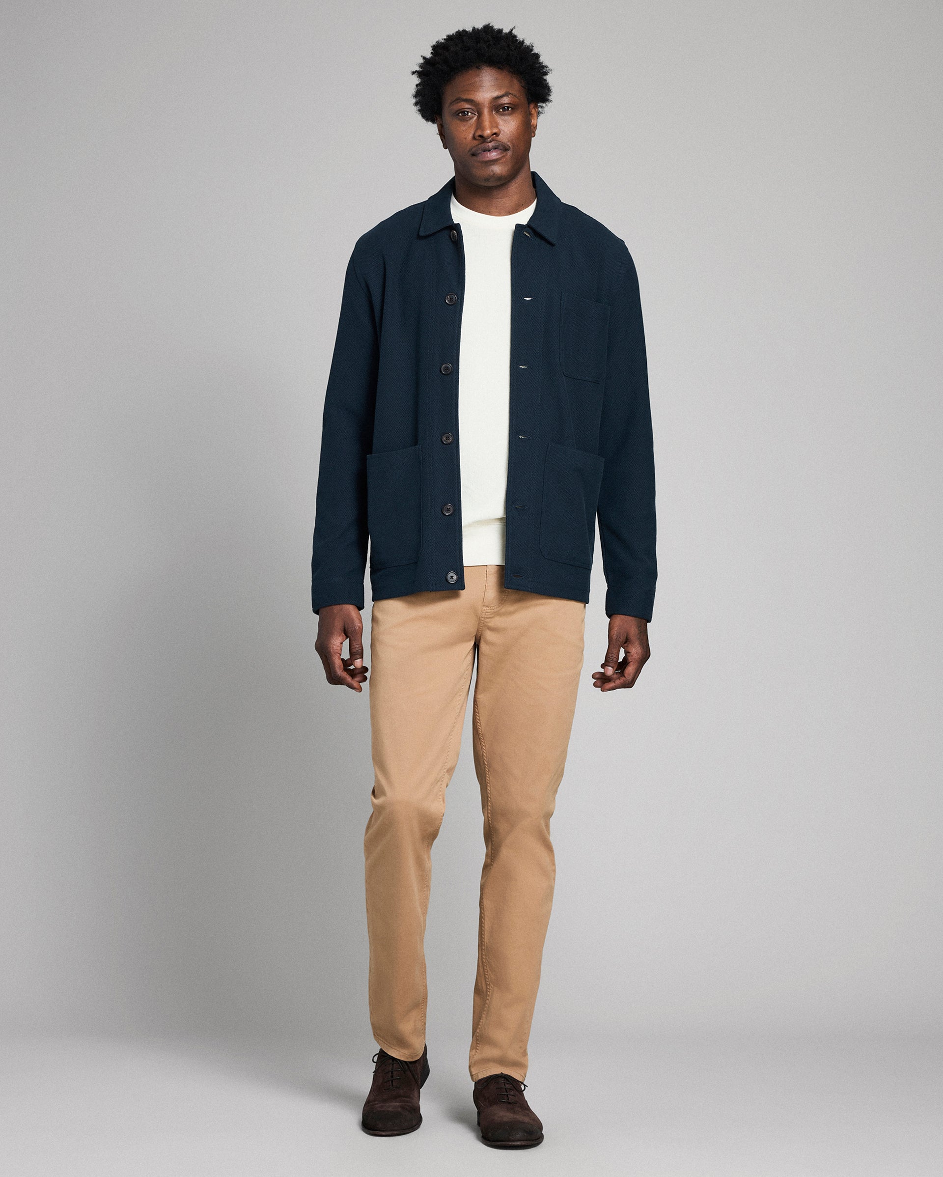 Pique Cotton Knit Chore Jacket - Horn Buttons | Billy Reid Pique Cotton Knit Chore Jacket - Horn Buttons | Billy Reid