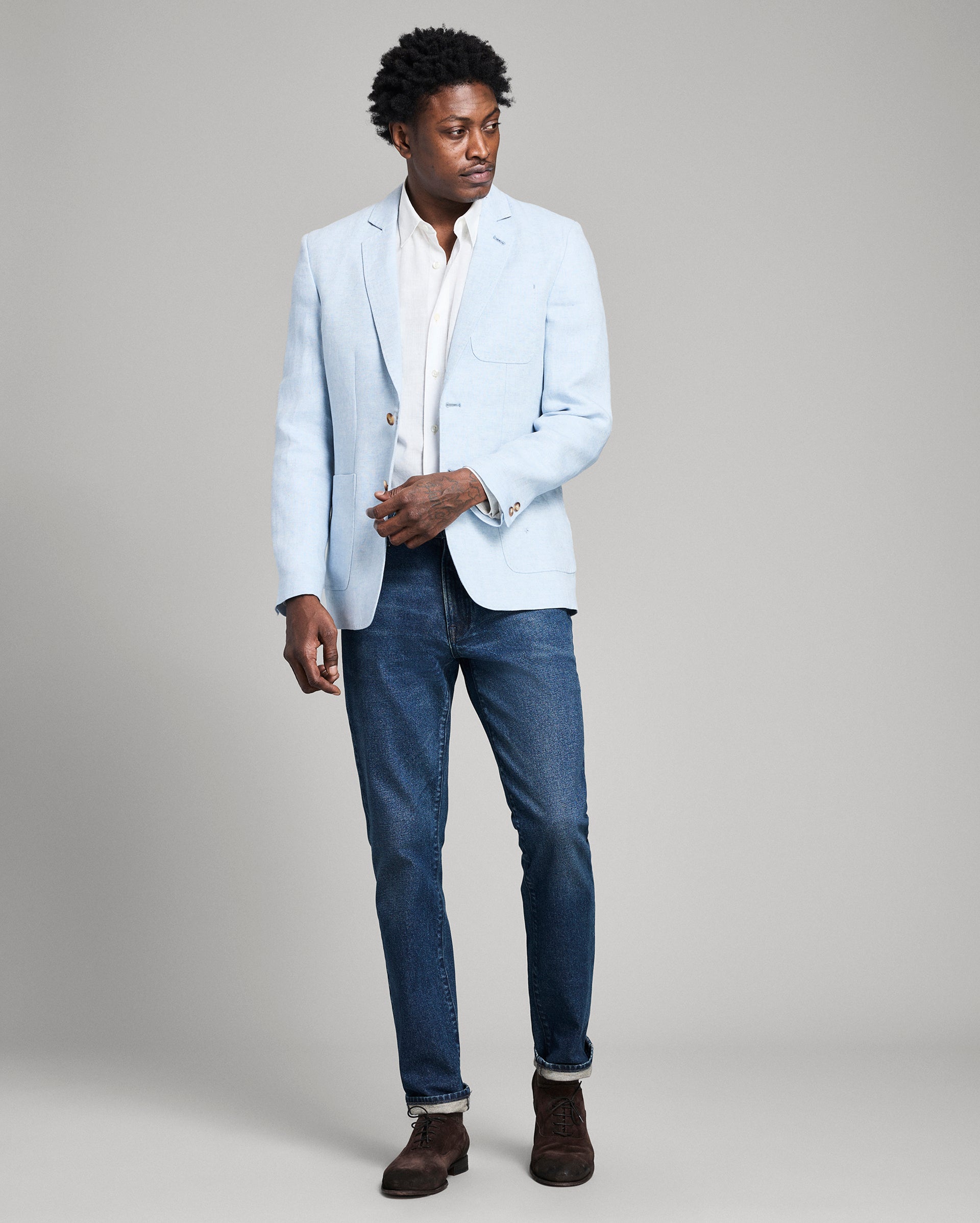 Linen Archie Jacket in Air Blue Colorway | Billy Reid