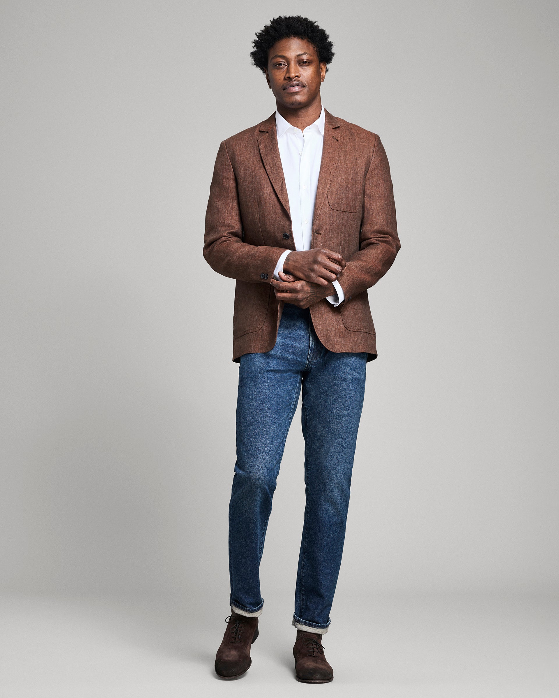 Linen Archie Jacket in Burnt Umber Color | Billy Reid
