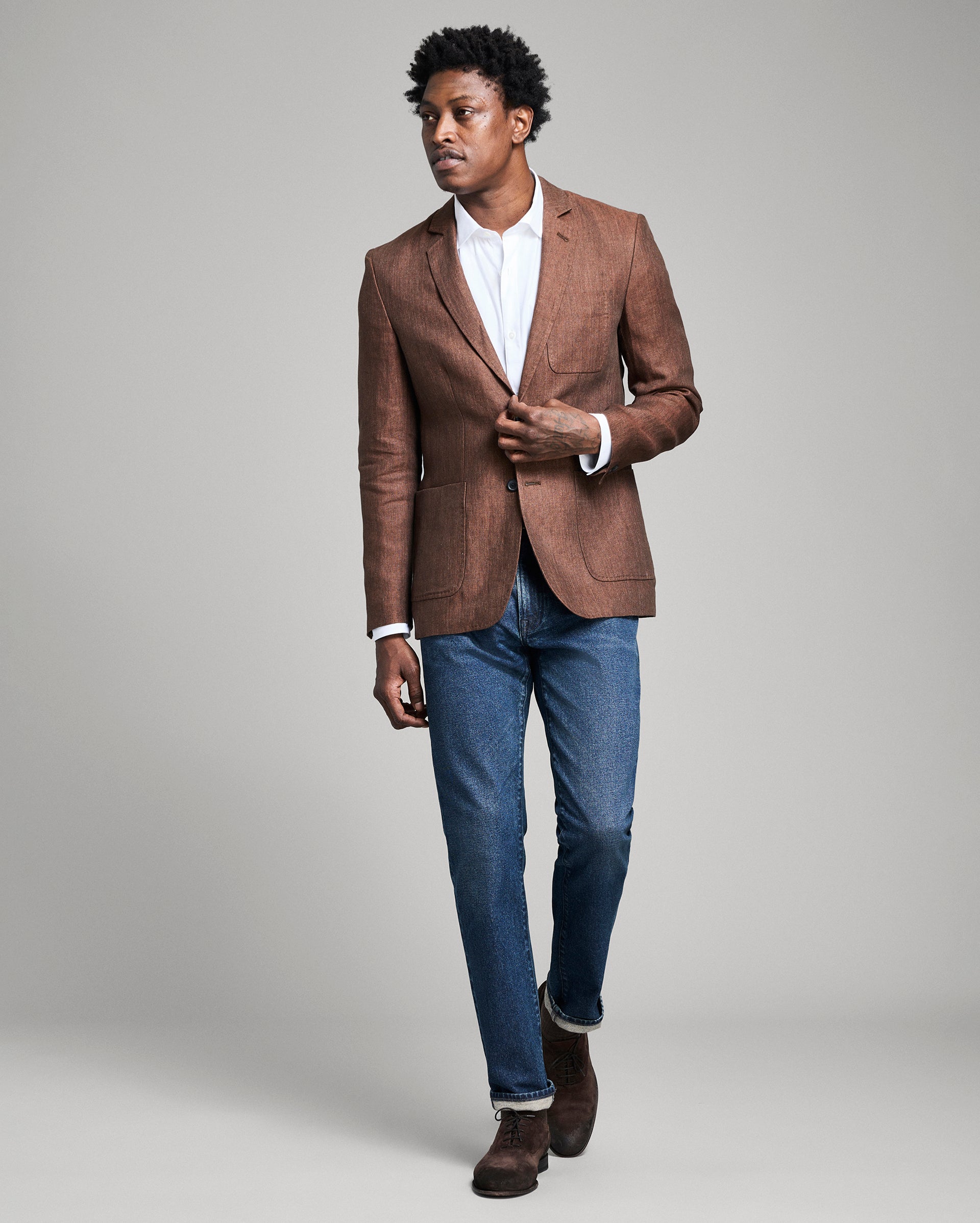 Linen Archie Jacket in Burnt Umber Color | Billy Reid