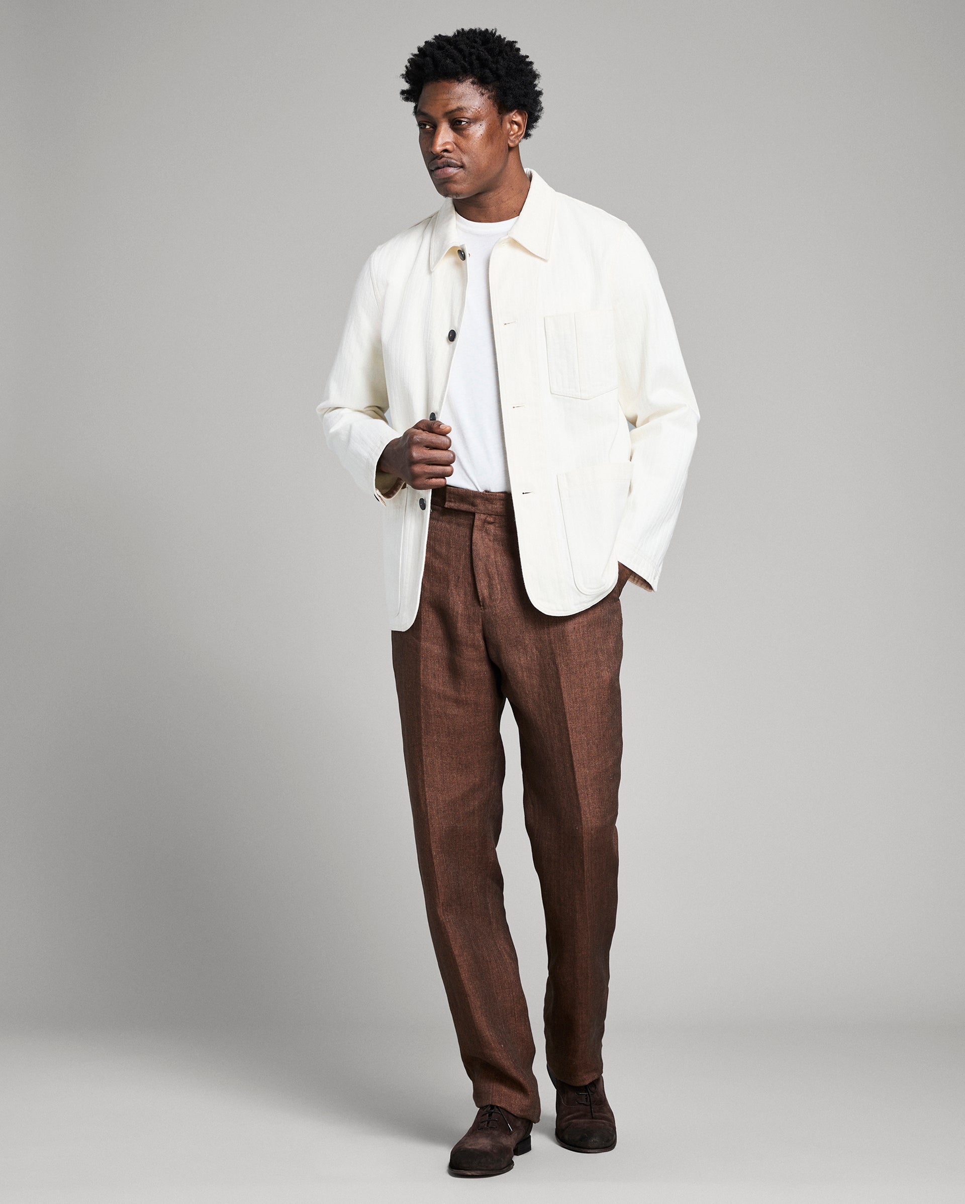 Herringbone Chore Coat - Tinted White | Billy Reid