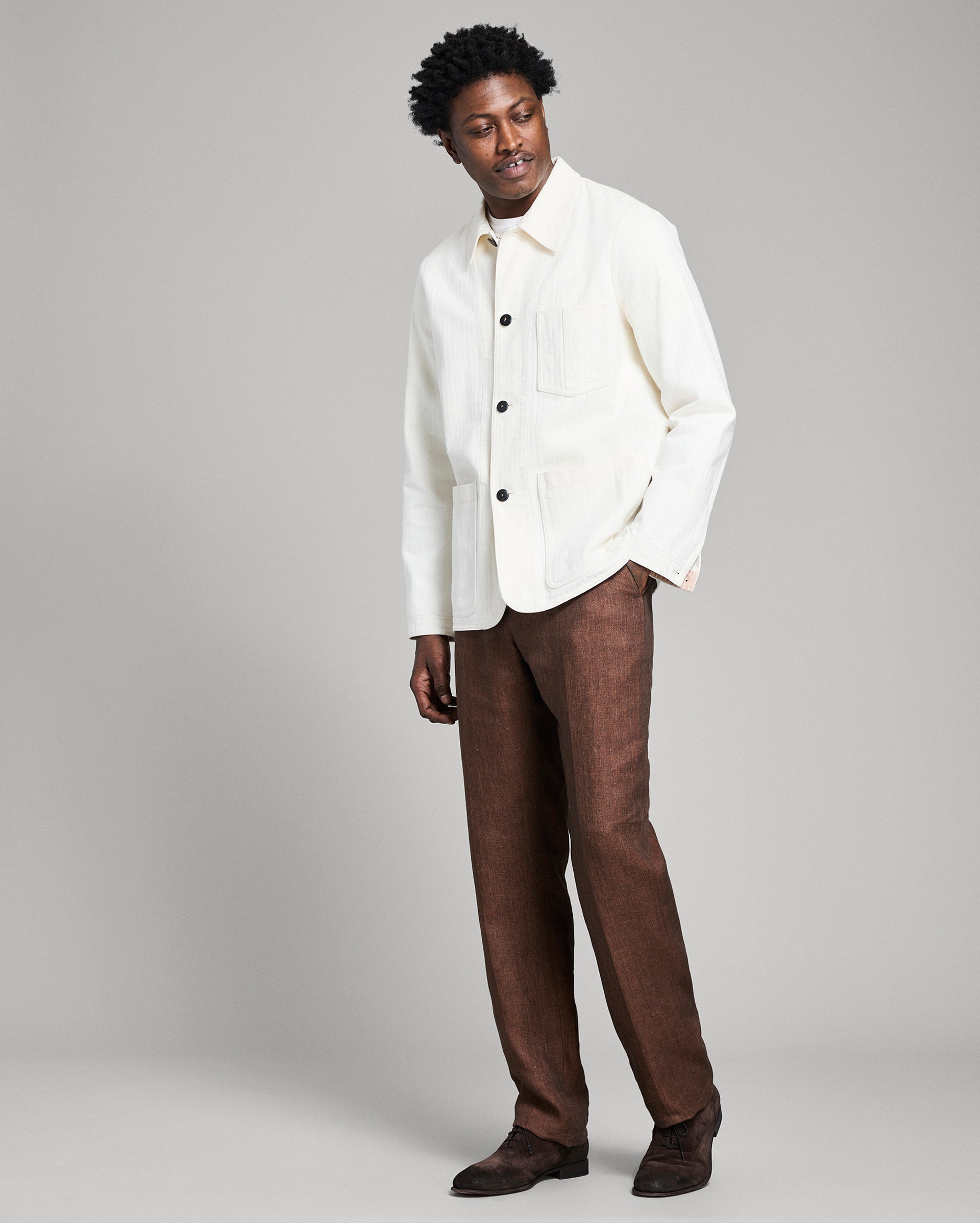 Herringbone Chore Coat - Tinted White | Billy Reid