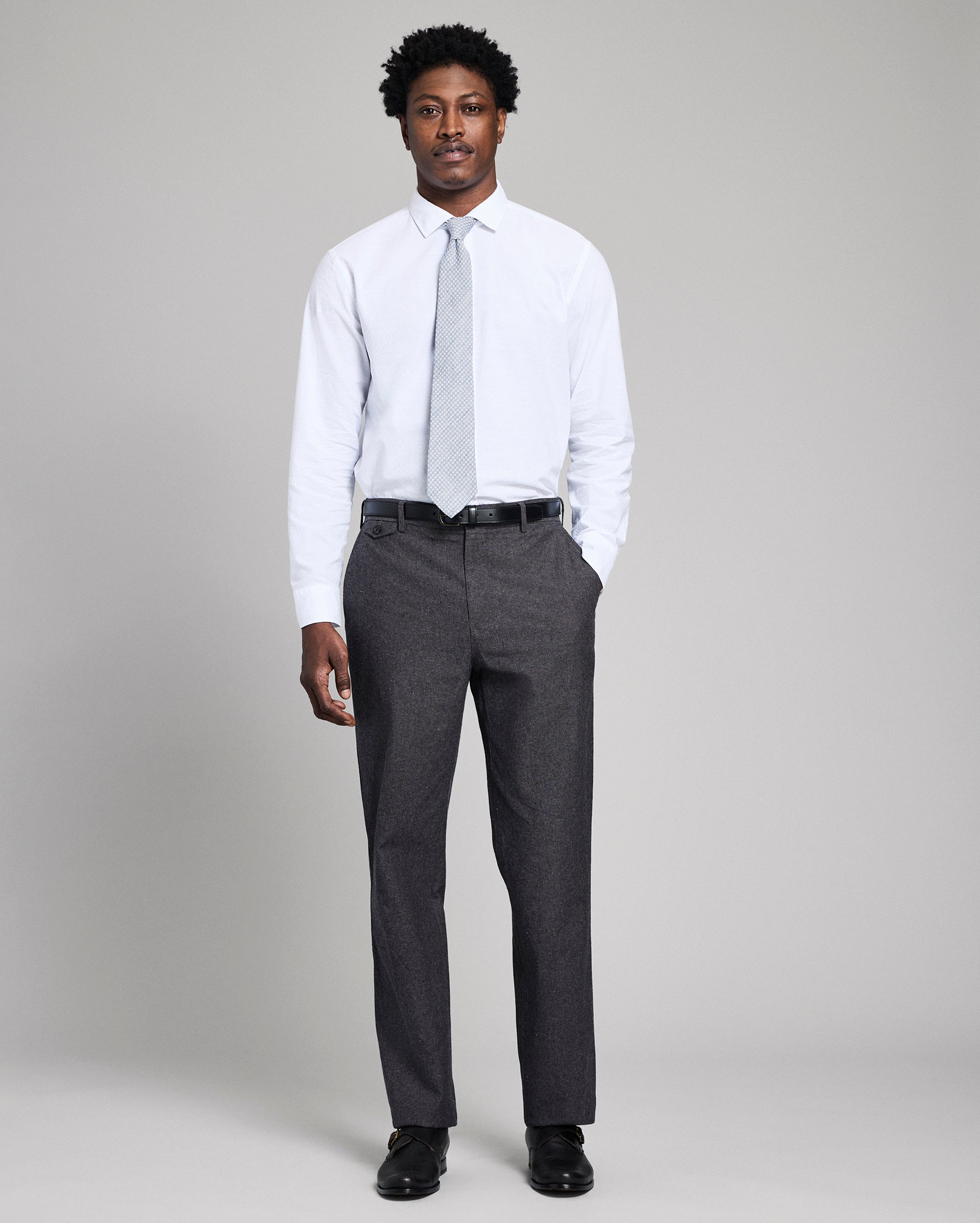 Billy Reid 高級スラックスパンツ　チャコール色 Chambray Flat Front Pant – Billy Reid