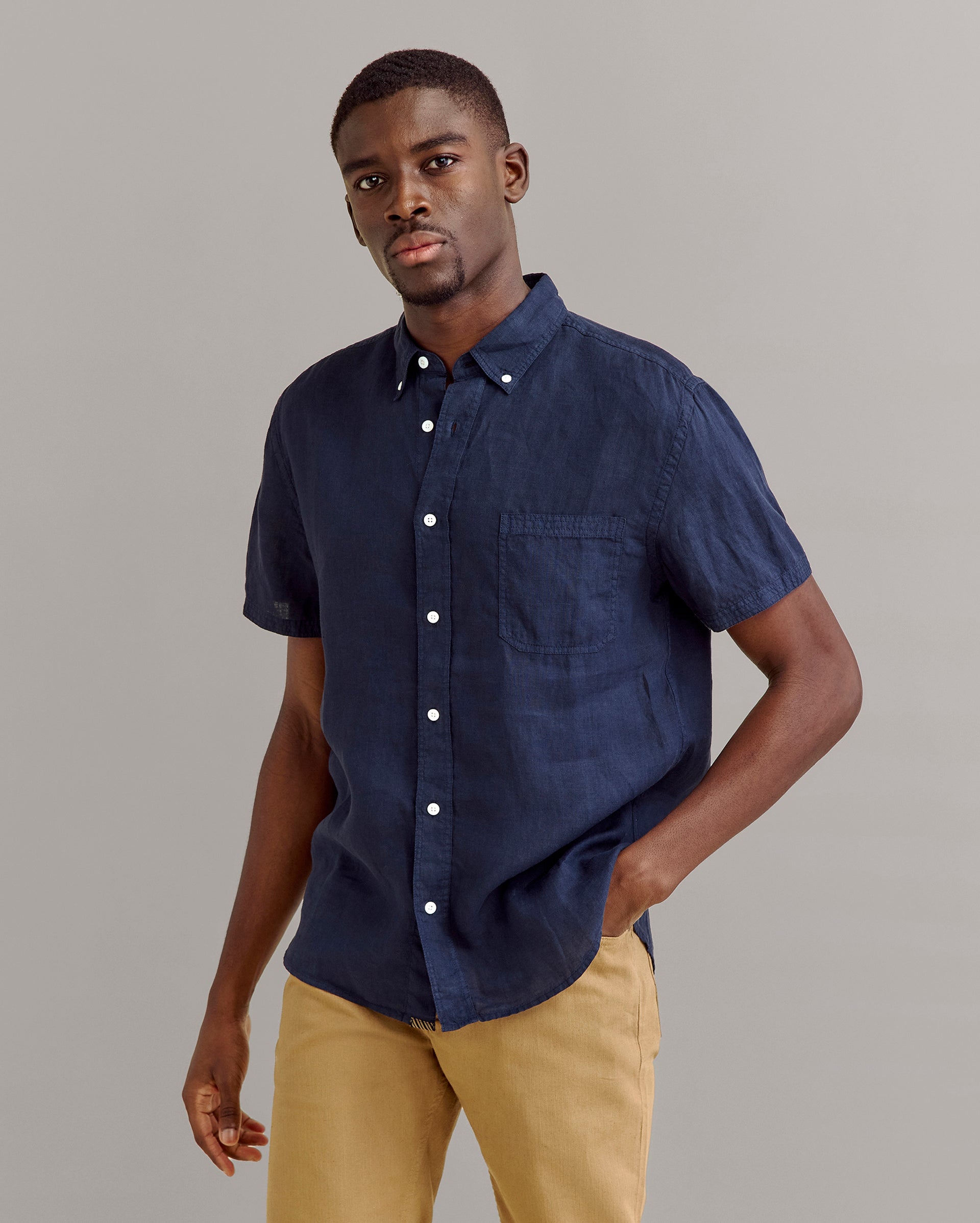 Short Sleeve Linen Tuscumbia Button-Down Shirt | Billy Reid