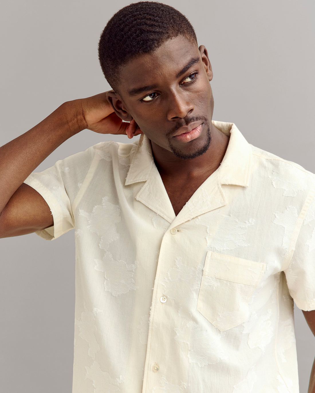 Model wears the Floral Jacquard